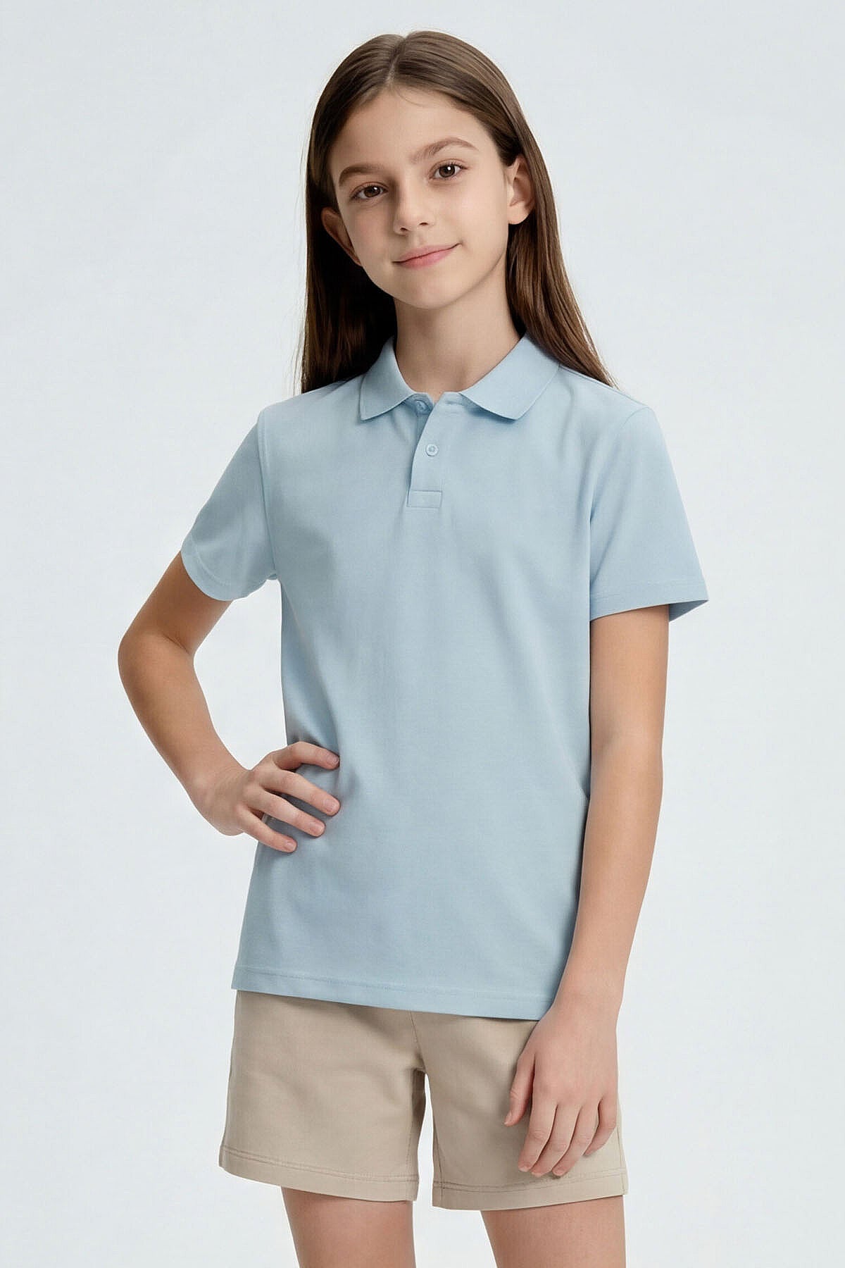 Image of Tricou unisex pentru copii, croială standard, cu guler polo de bază, set de 5 bucăți - 11330