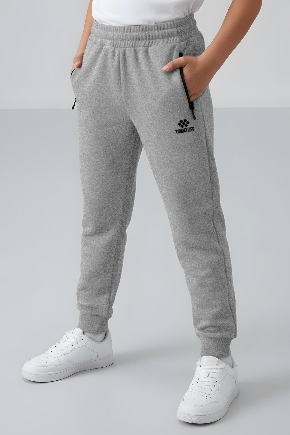 Image of Standart Fit Basic 2'li Paket Siyah-Gri Melanj Erkek Çocuk Eşofman Alt - 64042