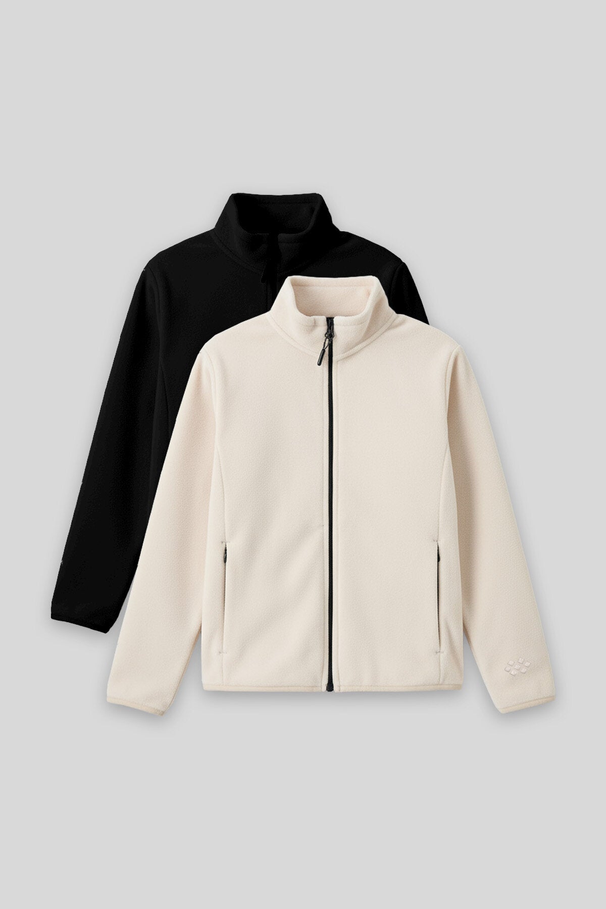 Image of Standart Fit 2'li Paket Siyah-Bej Kız Çocuk Polar Sweatshirt - 75154