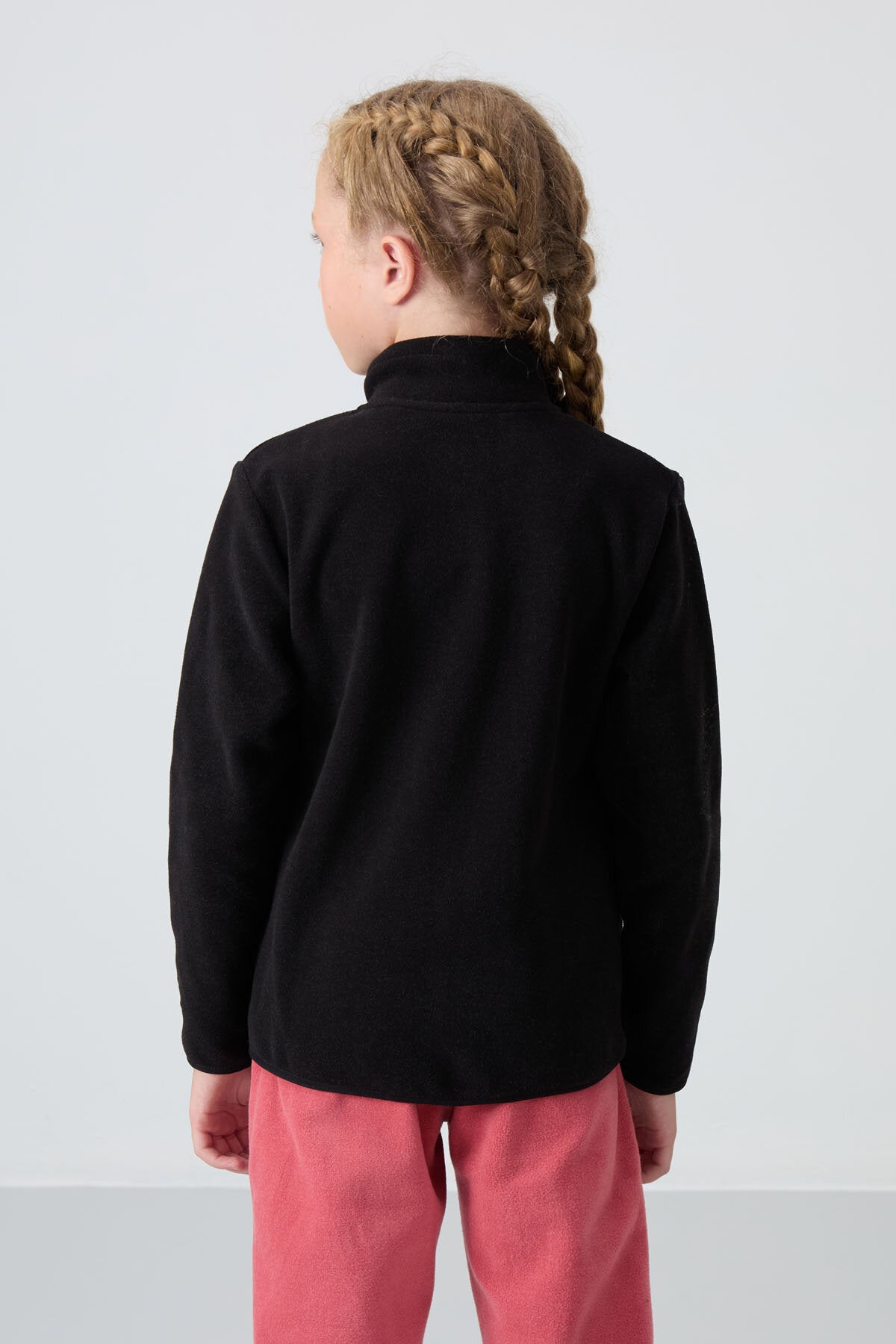Image of Hanorac din fleece pentru fete, negru-bej, croială standard, set de 2 - 75154