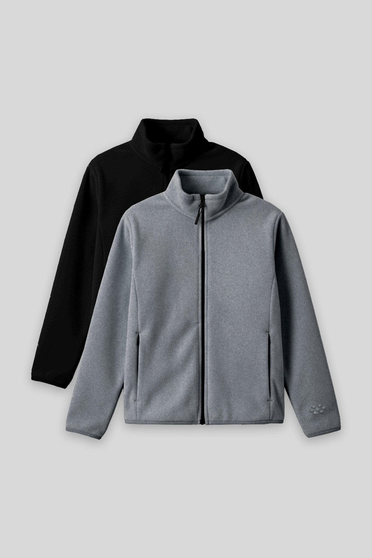 Image of Standart Fit 2'li Paket Siyah-Gri Melanj Kız Çocuk Polar Sweatshirt - 75154