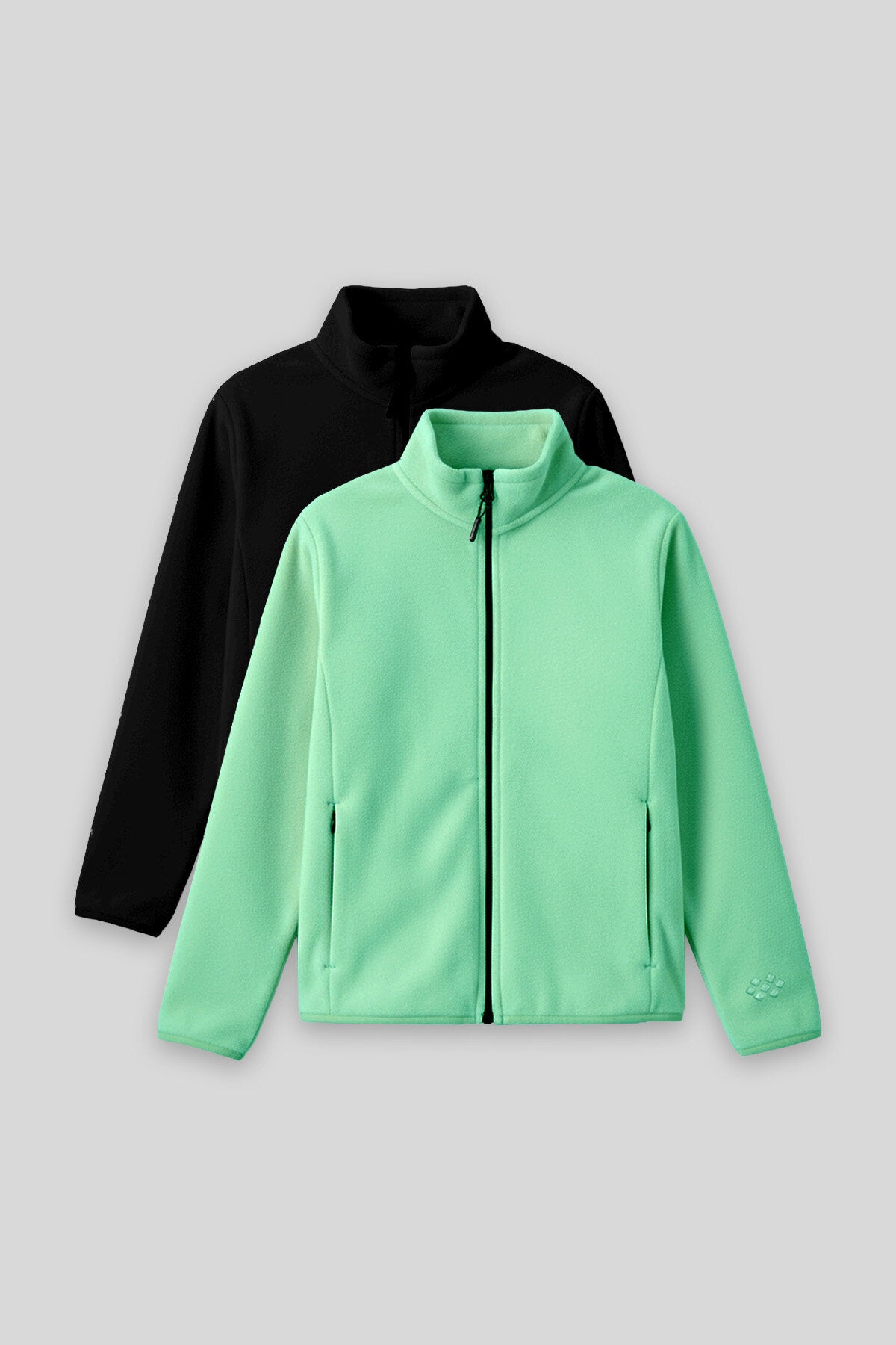 Image of Standart Fit 2'li Paket Siyah-Su Yeşili Kız Çocuk Polar Sweatshirt - 75154