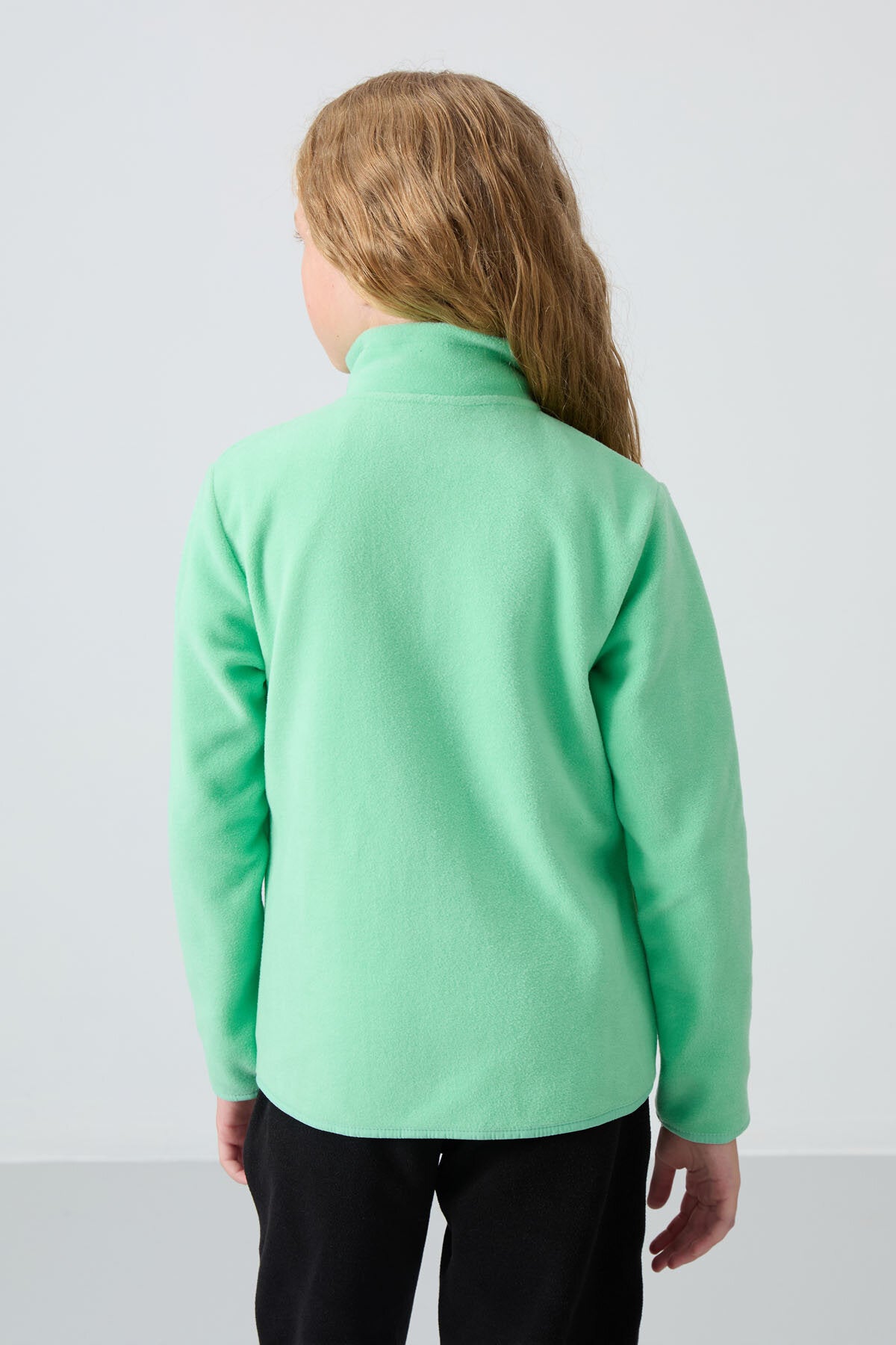Image of Hanorac din fleece pentru fete, croială standard, set de 2, negru-verde-aqua - 75154