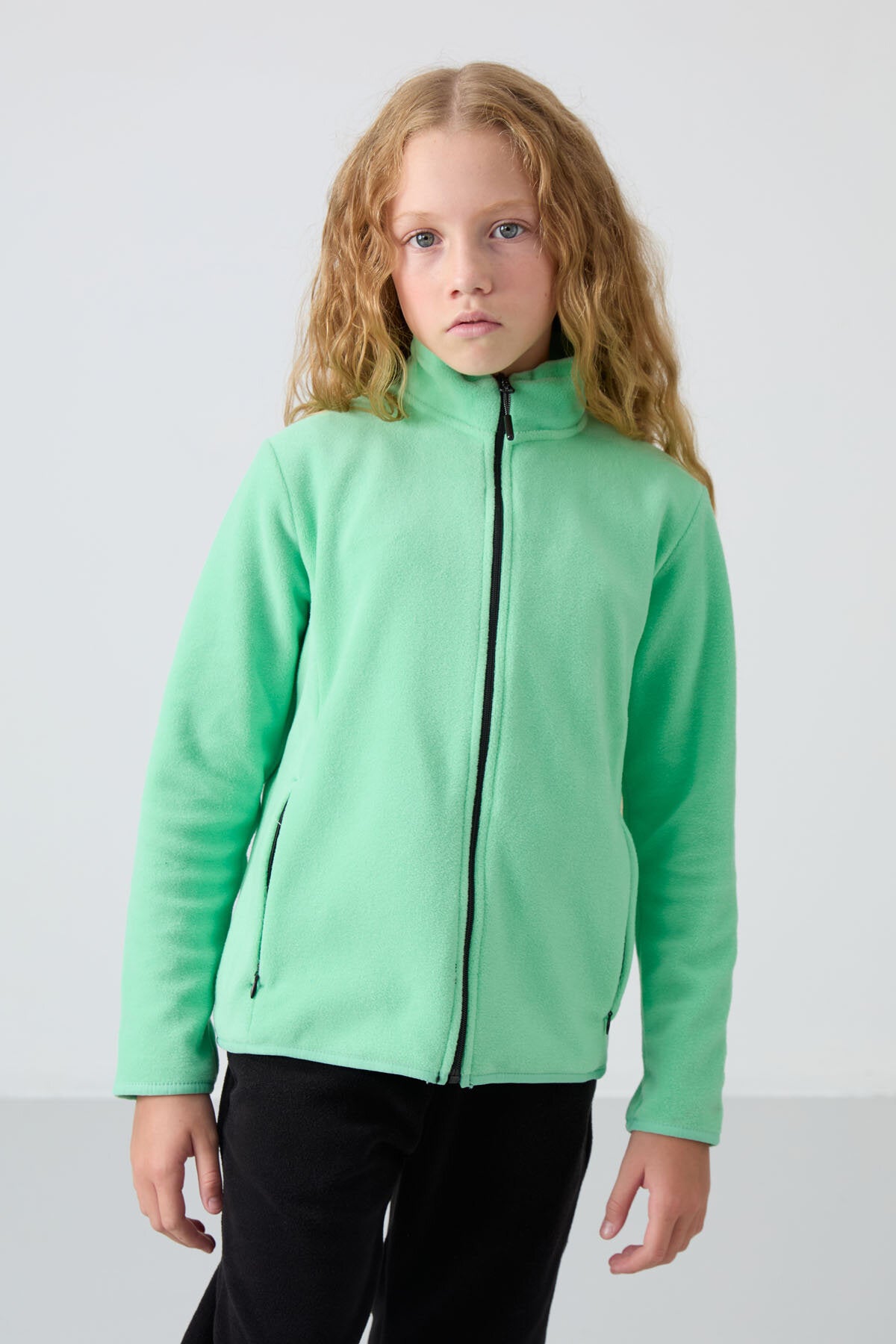 Image of Standart Fit 2'li Paket Siyah-Su Yeşili Kız Çocuk Polar Sweatshirt - 75154