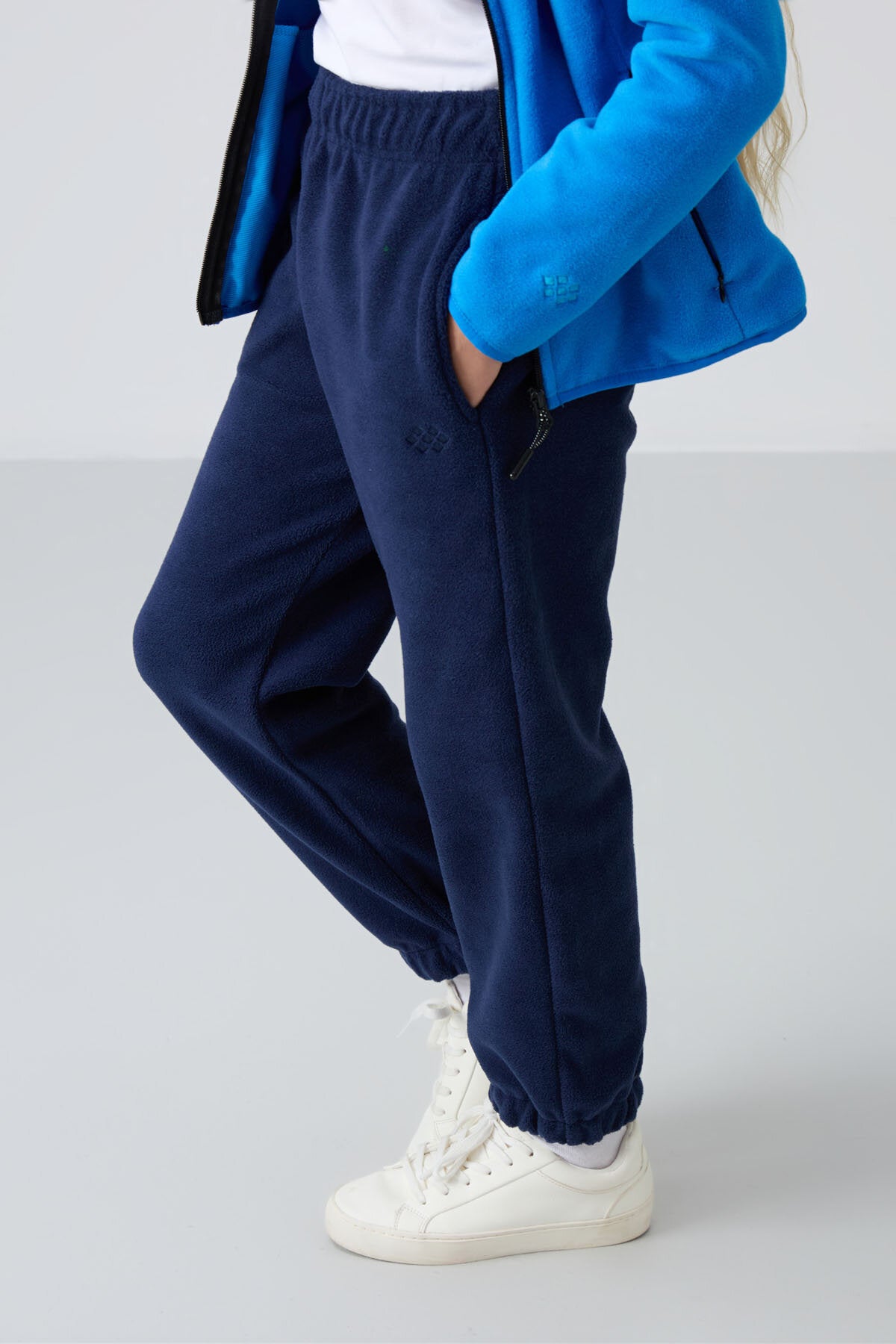 Image of Pantaloni de trening pentru fete, croială standard, set de 2, indigo-bej - 75155