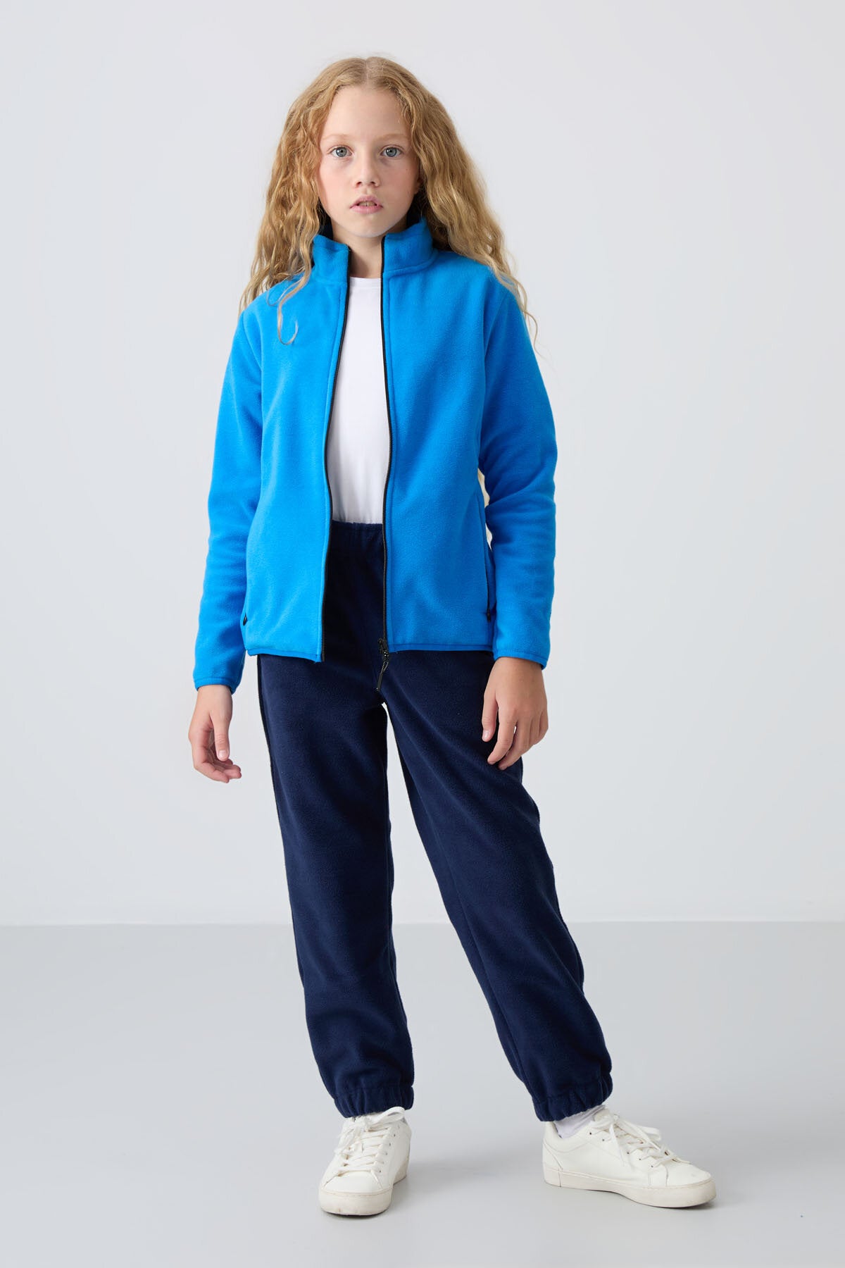 Image of Pantaloni de trening pentru fete, croială standard, set de 2, indigo-bej - 75155