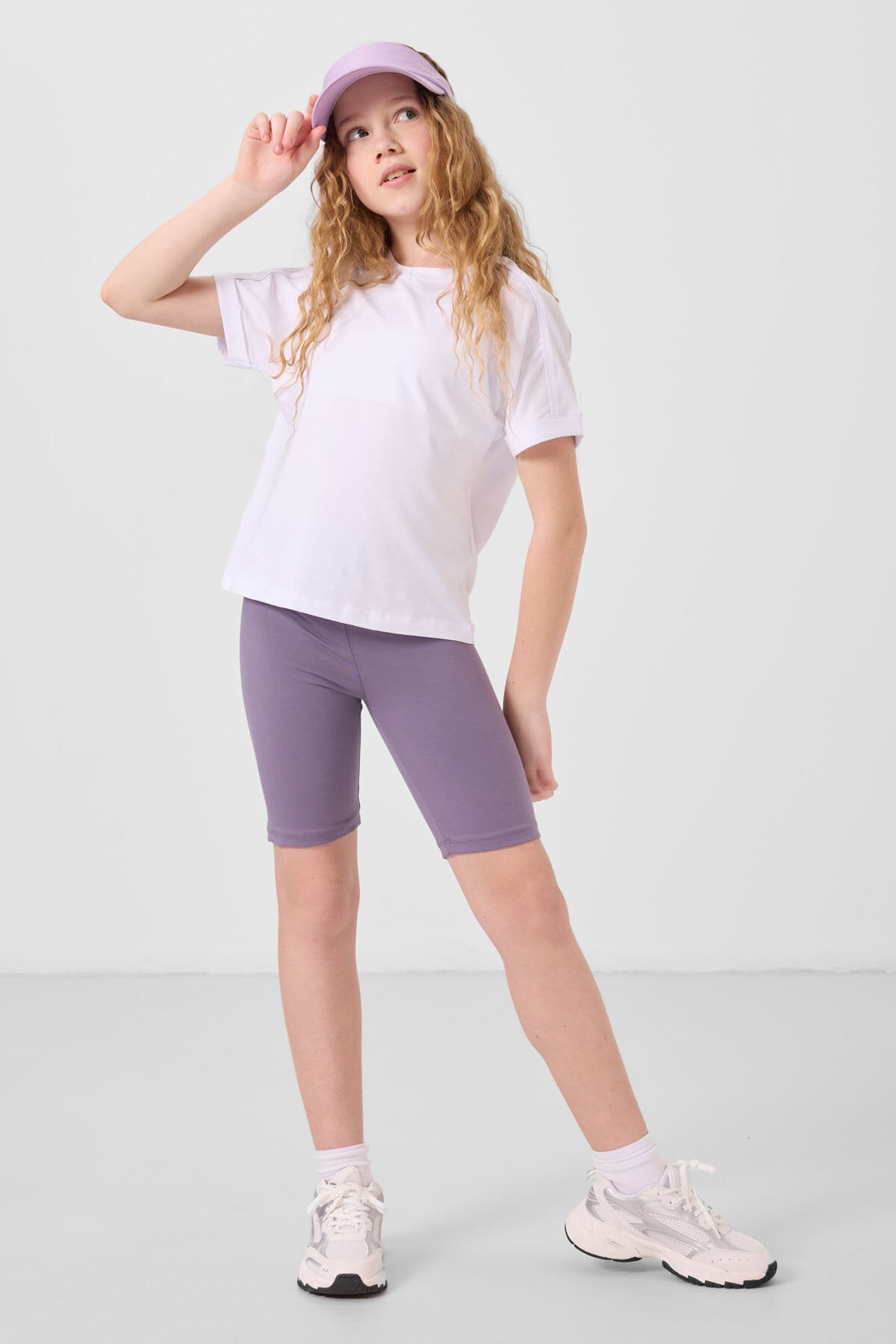 Image of Standart Fit Basic 3'lü Paket Eflatun-Gül Kurusu-Koyu Gri  Kız Çocuk Tayt - 75188