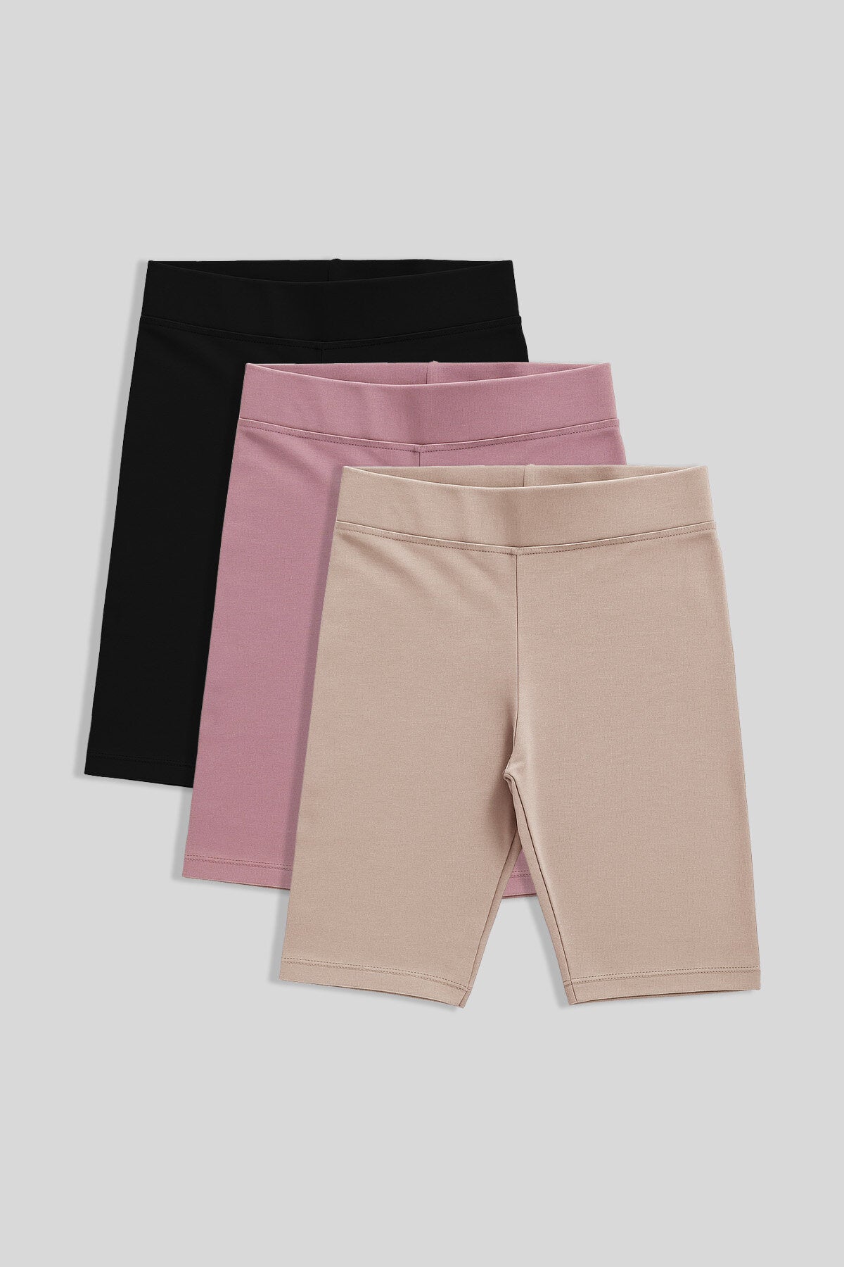 Image of Standart Fit Basic 3'lü Paket Siyah-Gül Kurusu-Koyu Bej  Kız Çocuk Tayt - 75188