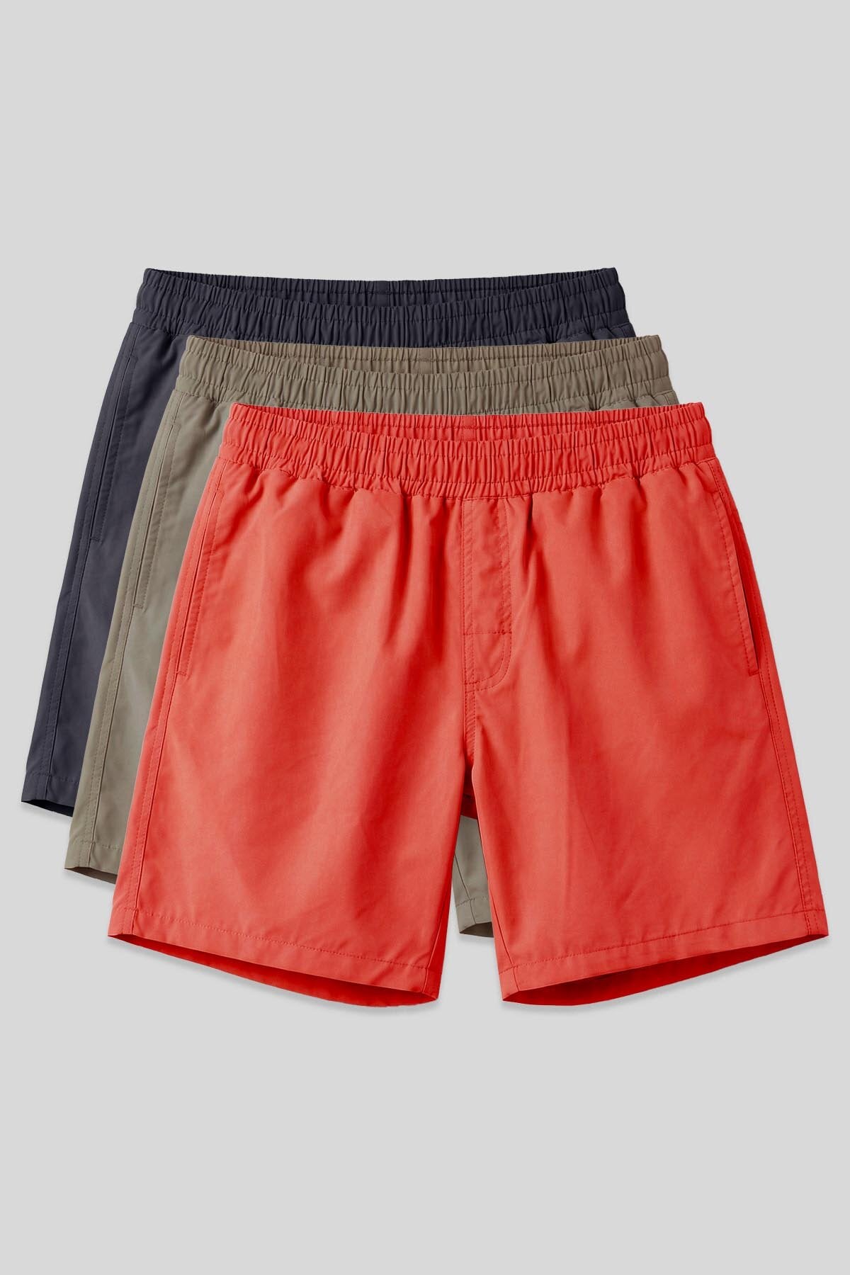 Image of Standart Fit Basic 3'lü Paket Camel-Antrasit -Oranj Erkek Deniz Şortu - 81237