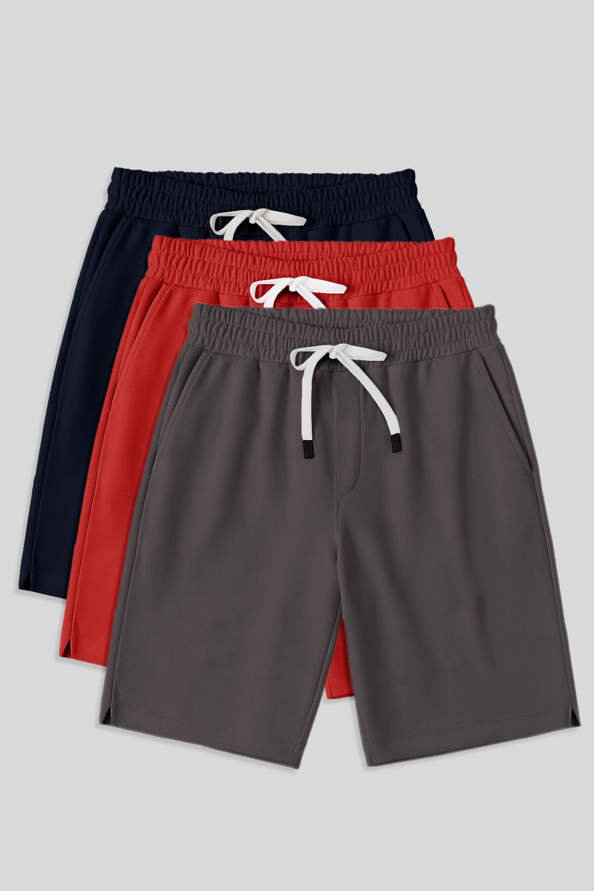 Image of Pantaloni scurți bărbătești Comfort Fit Basic, set de 3, bleumarin-Fiesta-gri închis - 81274