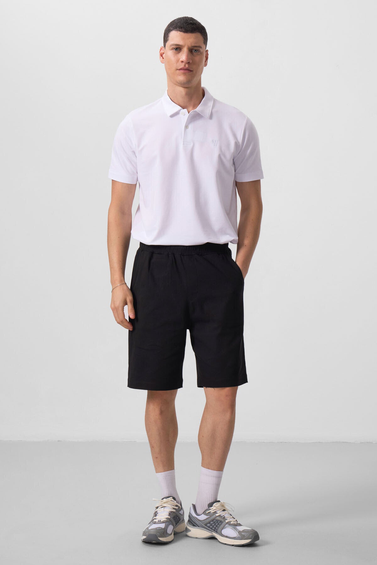 Image of Standart Fit Chino 2'li Paket Siyah-Antrasit Erkek Şort - 81290