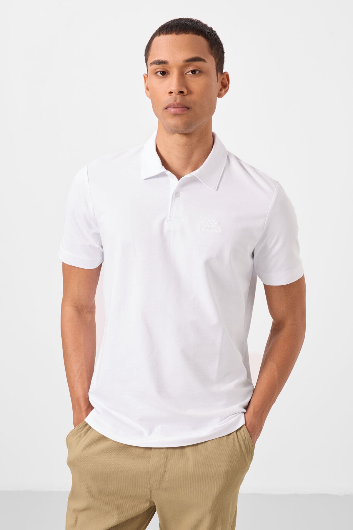 Image of Standart Fit Basic Polo Yaka 3'lü Paket Beyaz-Lacivert-Kırmızı Erkek T-Shirt - 87748