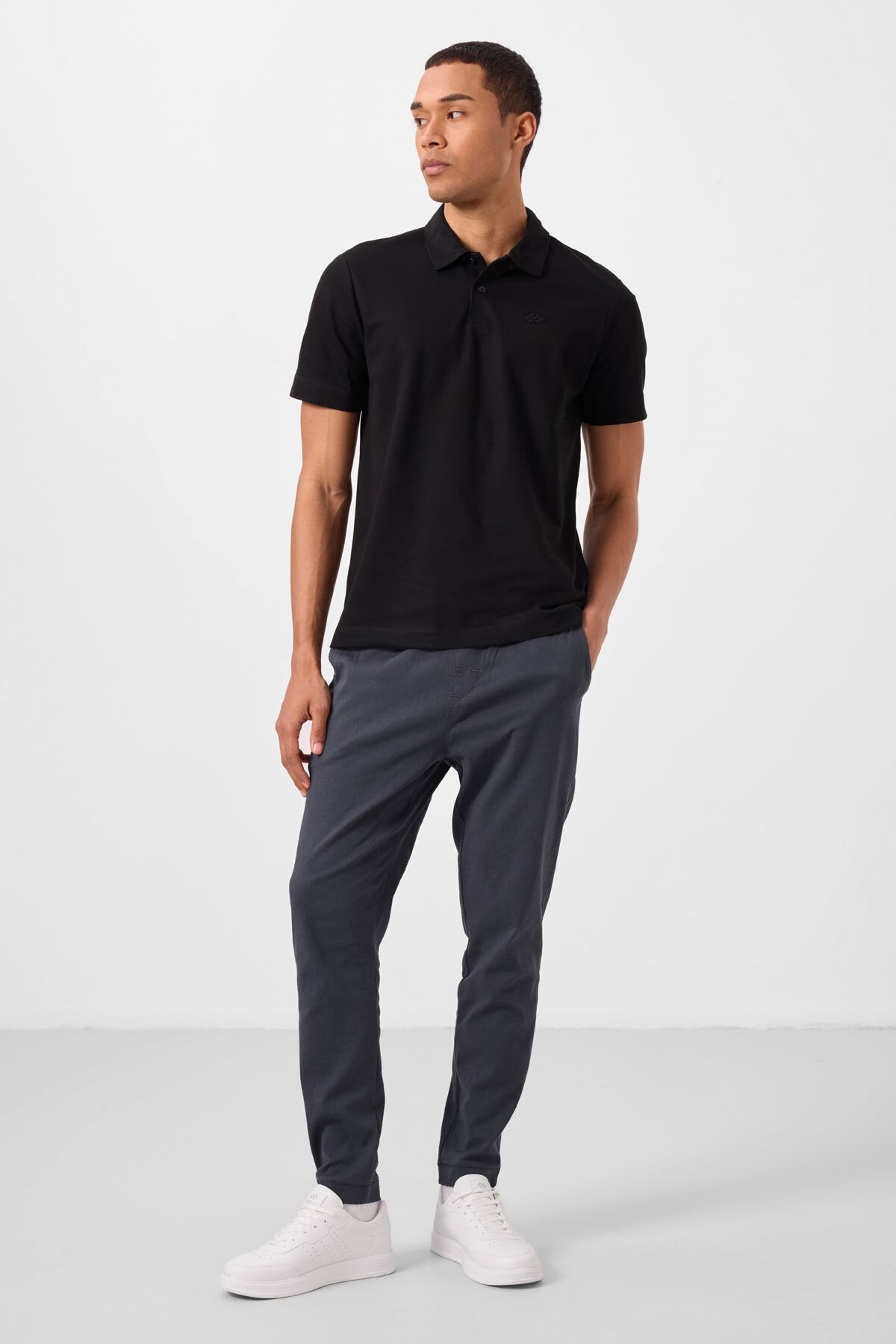 Image of Standart Fit Basic Polo Yaka  3'lü Paket Siyah-Beyaz-Buz Mavi Erkek T-Shirt  87748