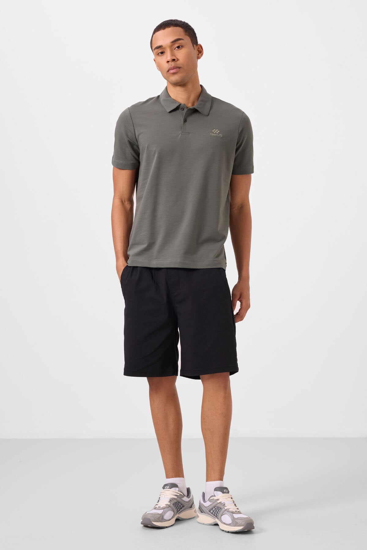 Image of Standart Fit Basic Polo Yaka 2'li Paket Siyah-Çağla Erkek T-Shirt - 87748