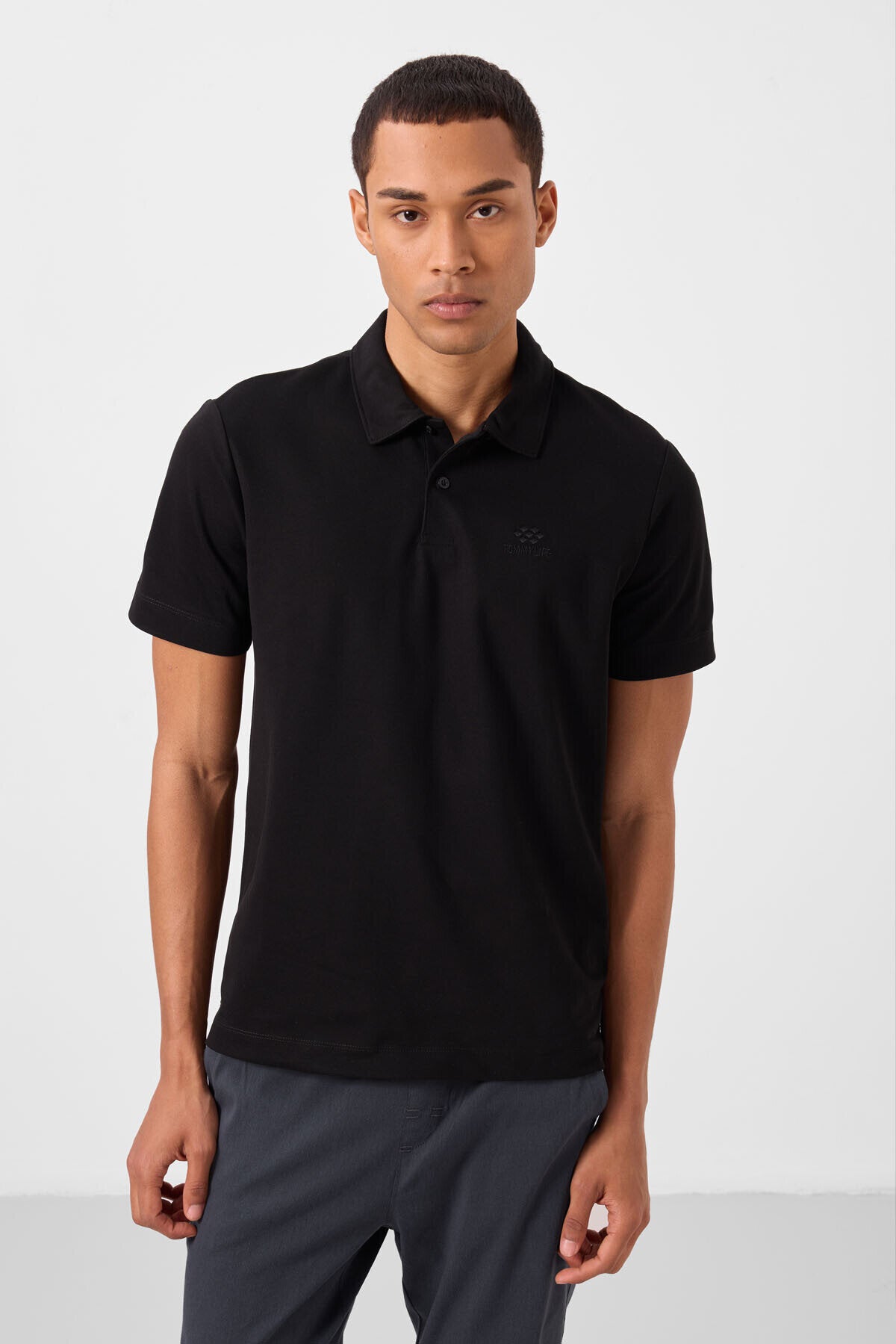 Image of Standart Fit Basic Polo Yaka 2'li Paket Siyah-Koyu Bej Erkek T-Shirt - 87748