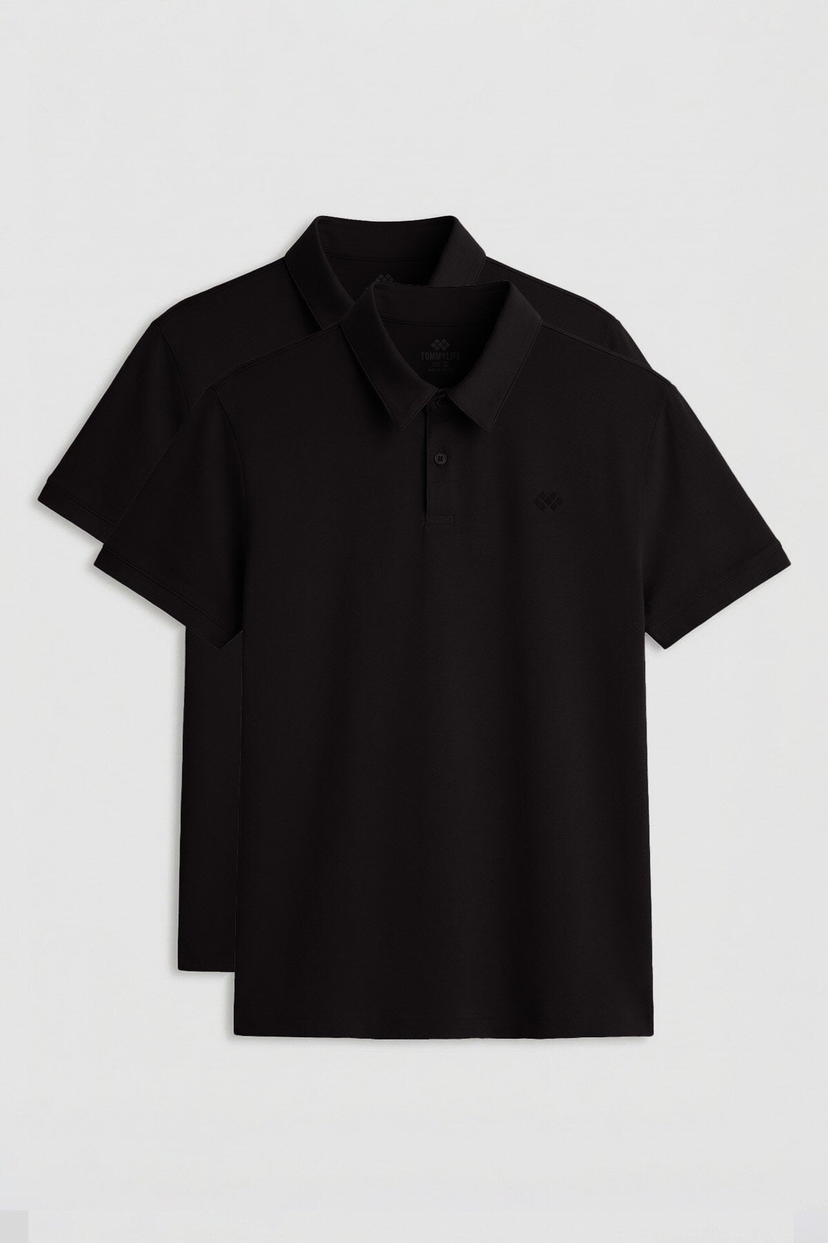 Image of Standart Fit Basic Polo Yaka 2'li Paket Siyah Erkek T-Shirt - 87748