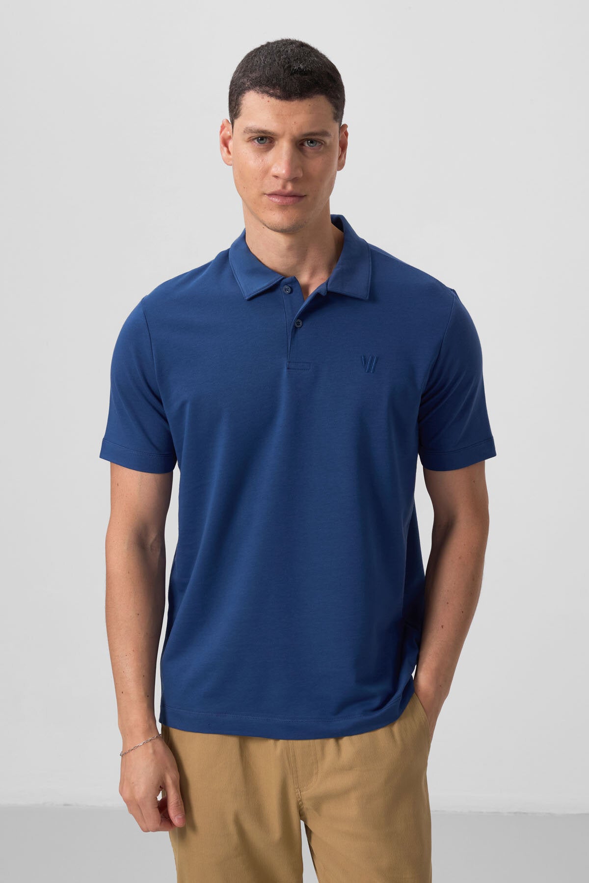 Image of Standart Fit Basic Polo Yaka 3'lü Paket Ekru-Buz Mavi-Parlament Erkek T-Shirt - 87768