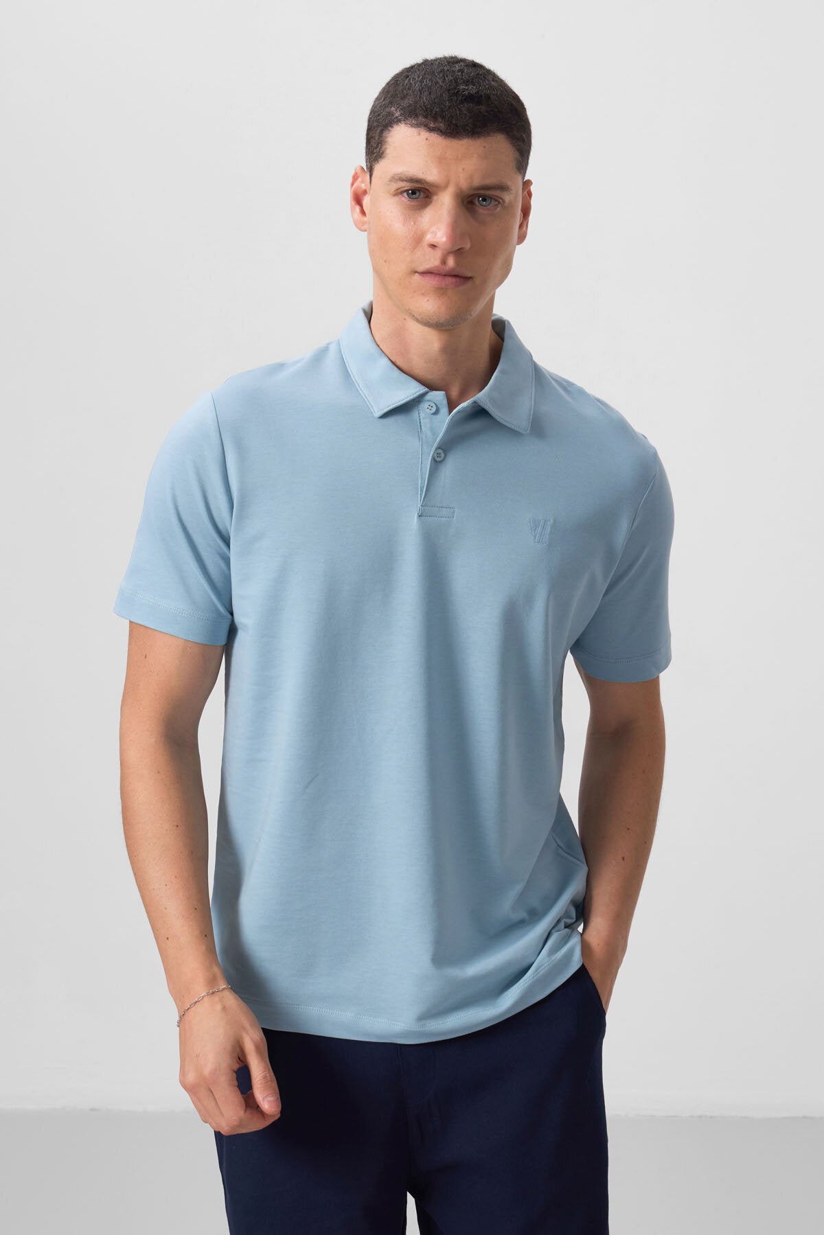 Image of Standart Fit Basic Polo Yaka 3'lü Paket Ekru-Buz Mavi-Parlament Erkek T-Shirt - 87768