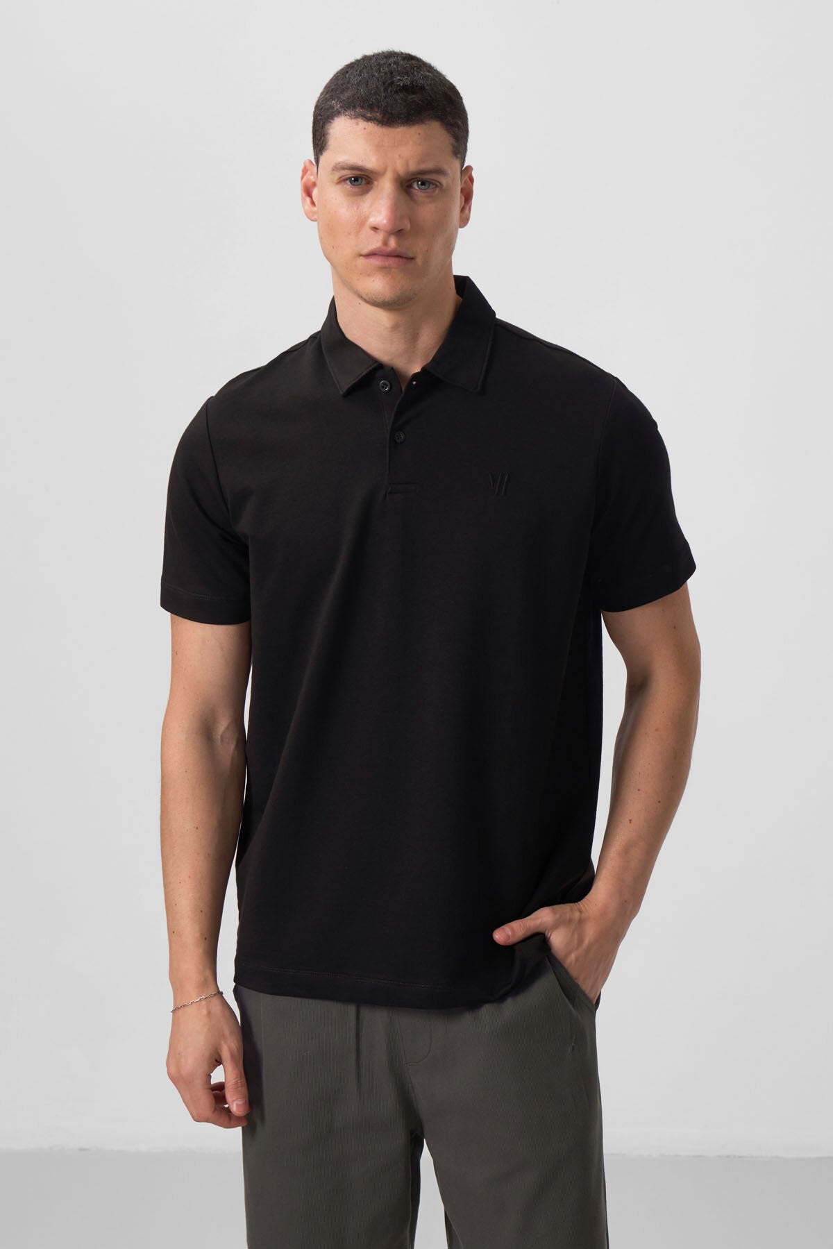 Image of Standart Fit Basic Polo Yaka 3'lü Paket Siyah-Beyaz-Lacivert Erkek T-Shirt  87768