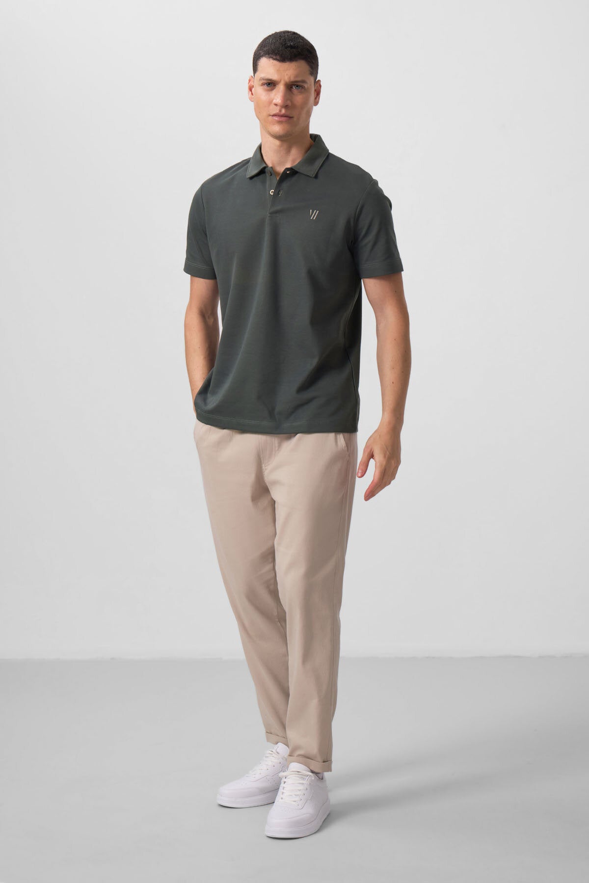 Image of Standart Fit Basic Polo Yaka 2'li Paket Siyah-Çağla Erkek T-Shirt - 87768