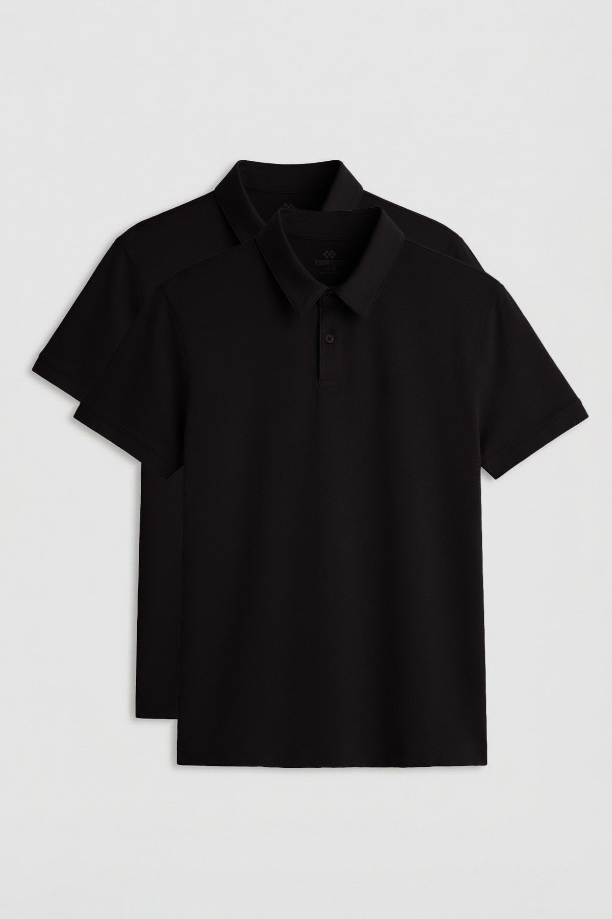 Image of Standart Fit Basic Polo Yaka 2'li Paket Siyah Erkek T-Shirt - 87768