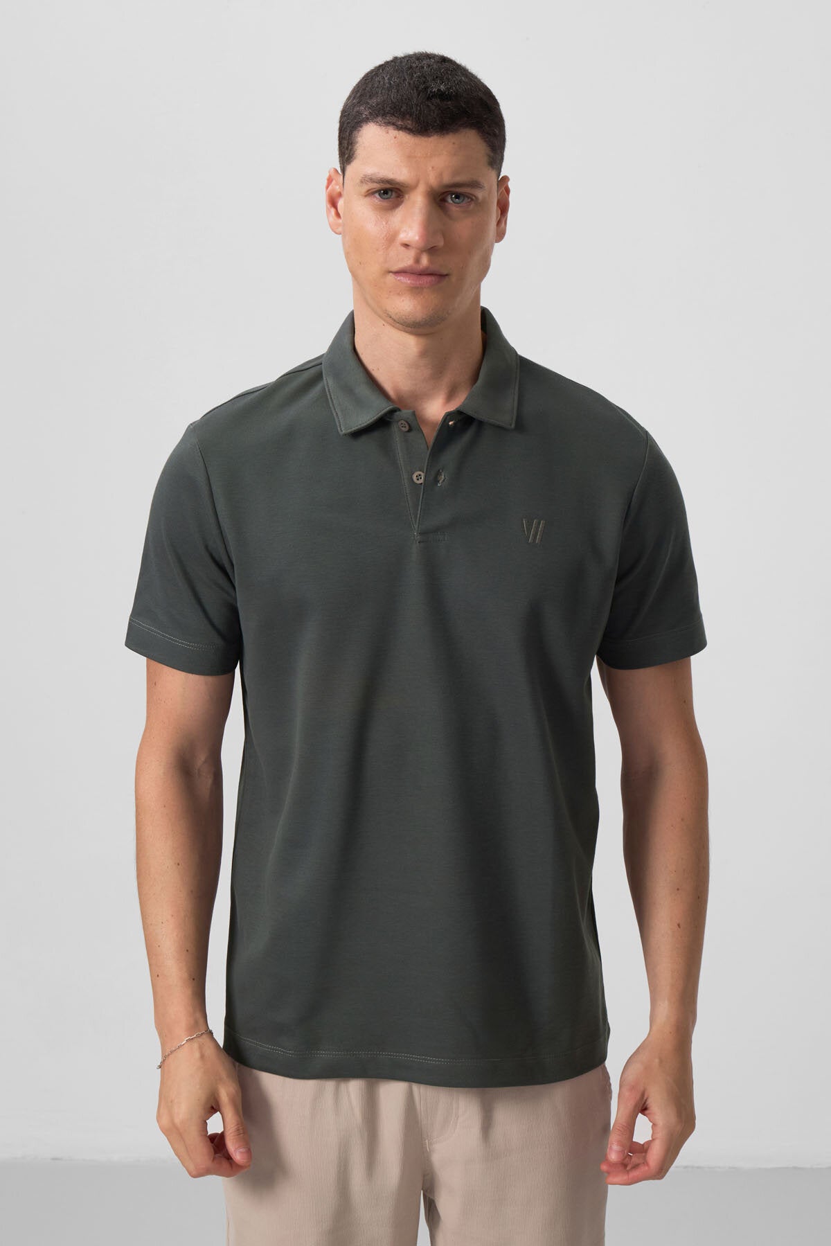 Image of Standart Fit Basic Polo Yaka  3'lü Paket Siyah-Beyaz-Çağla Erkek T-Shirt  87768