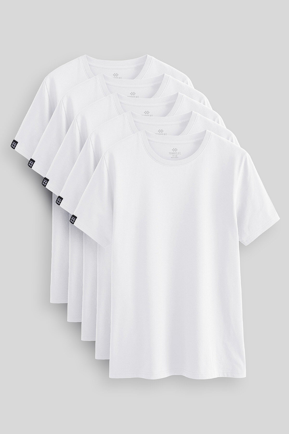 Image of Standart Fit Basic O Yaka  5'li Paket Beyaz Erkek T-Shirt  87911