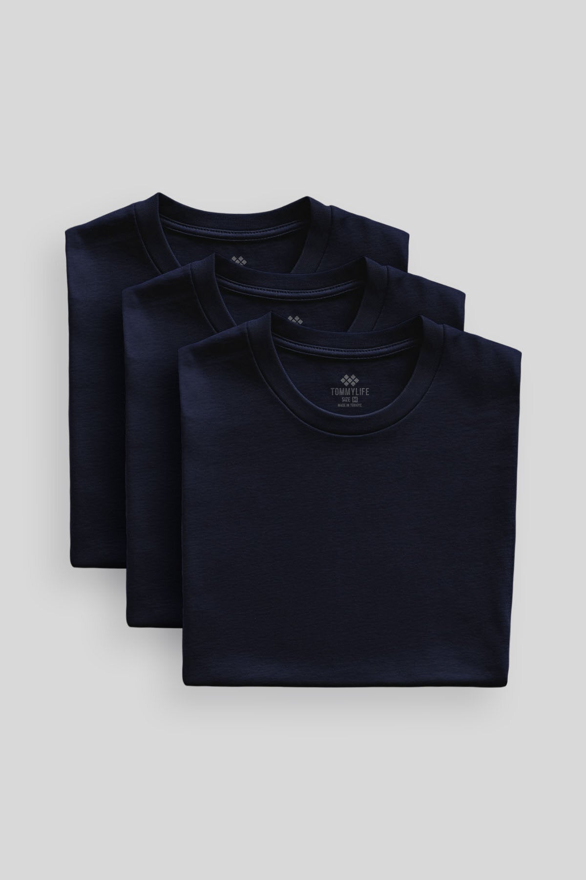 Image of Standart Fit Basic O Yaka  3'lü Paket Lacivert Erkek T-Shirt  87911