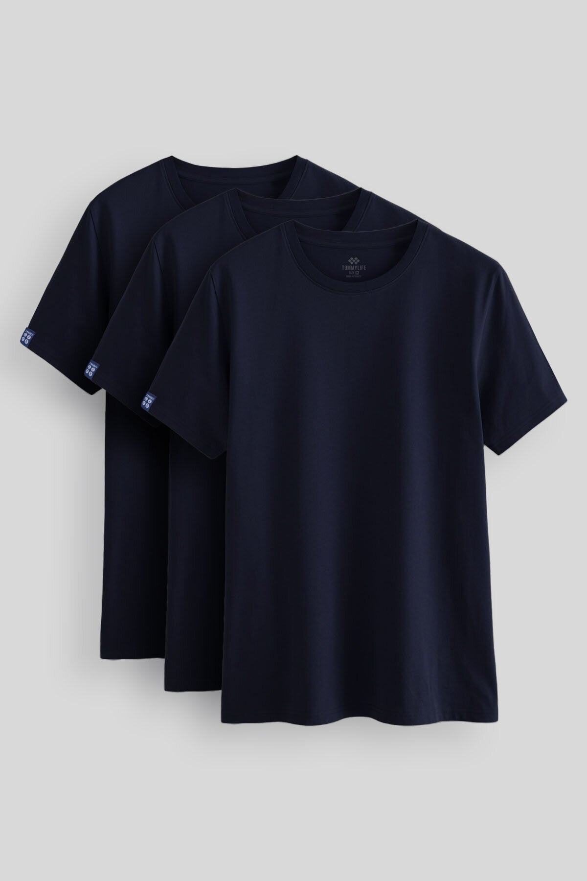 Image of Standart Fit Basic O Yaka  3'lü Paket Lacivert Erkek T-Shirt  87911