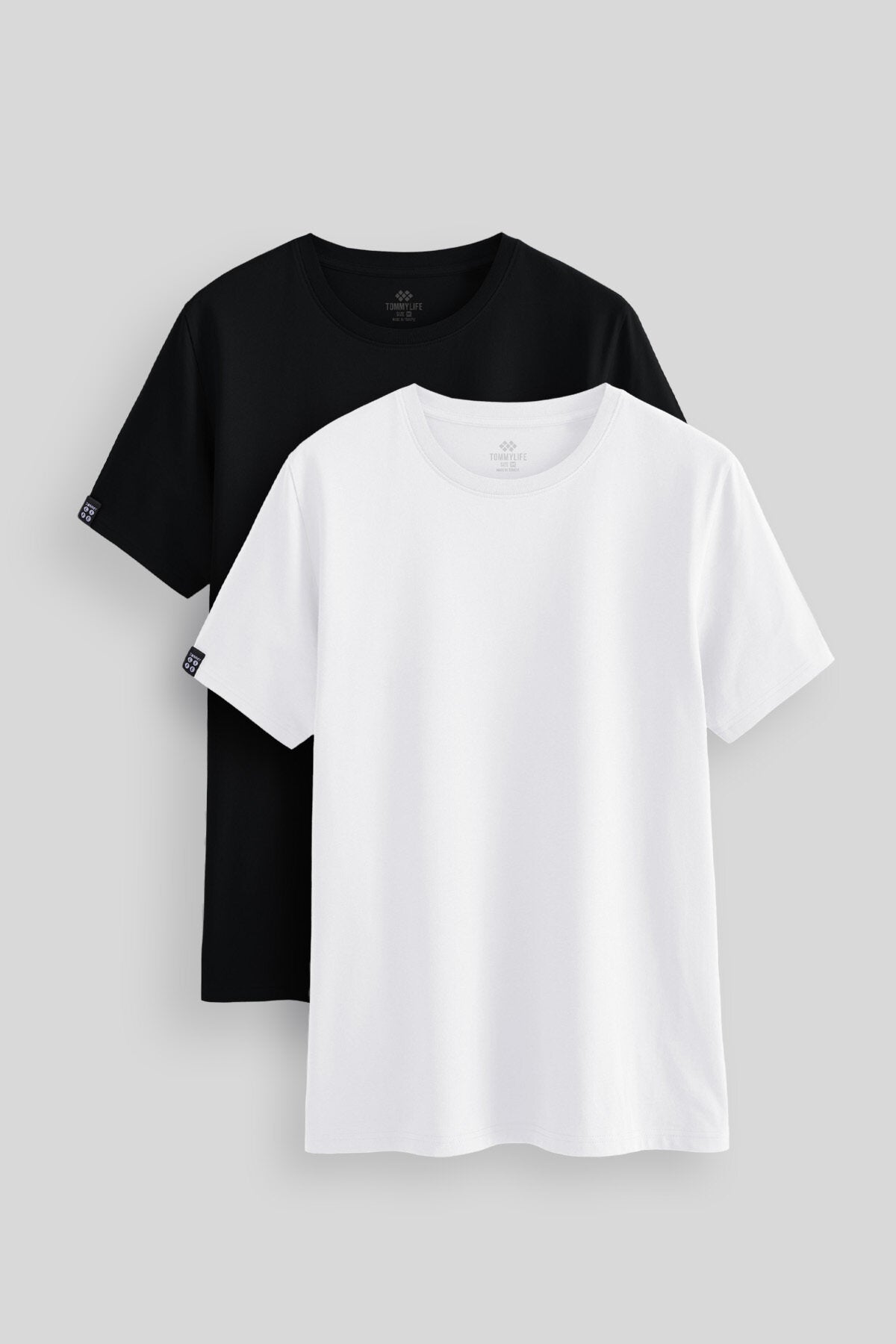 Image of Standart Fit Basic O Yaka 2'li Paket Siyah-Beyaz Erkek T-Shirt - 87911