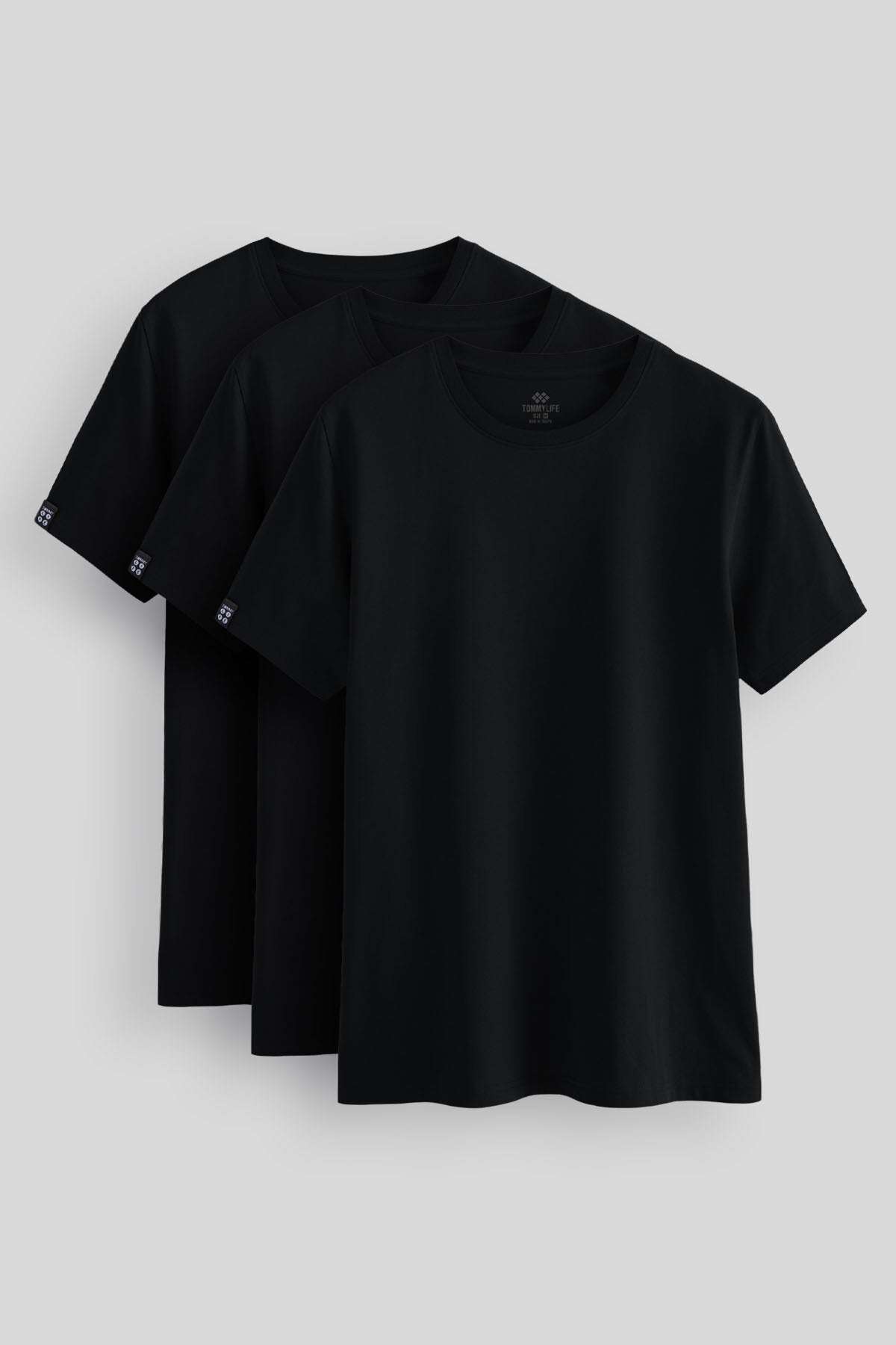 Image of Standart Fit Basic O Yaka  3'lü Paket Siyah Erkek T-Shirt  87911