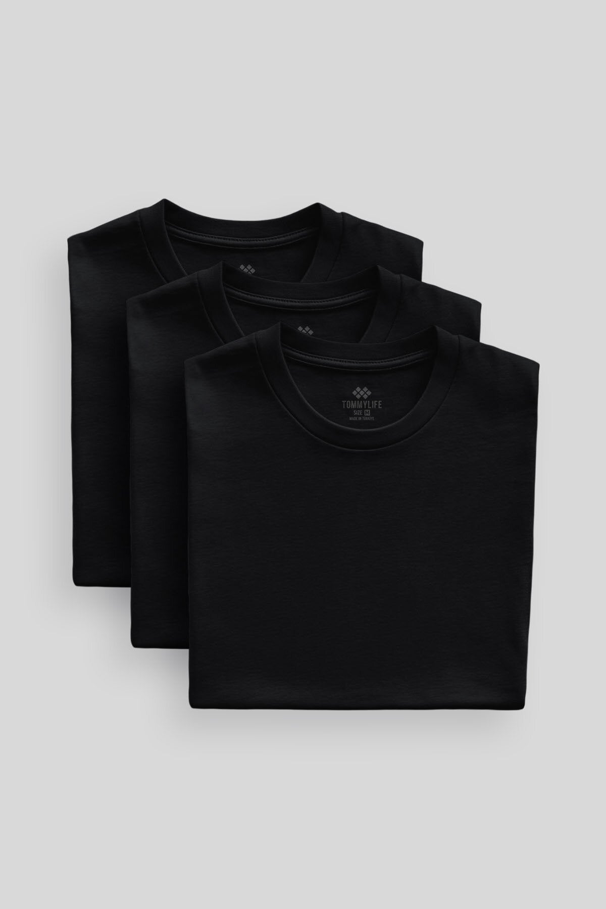 Image of Standart Fit Basic O Yaka  3'lü Paket Siyah Erkek T-Shirt  87911