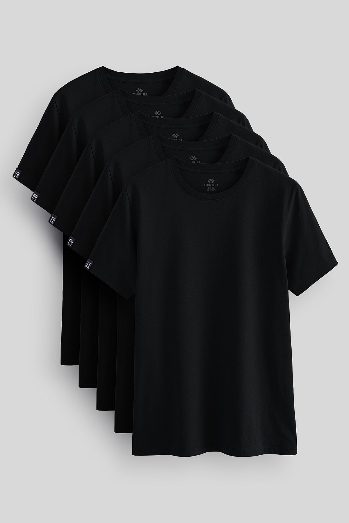 Image of Standart Fit Basic O Yaka  5'li Paket Siyah Erkek T-Shirt  87911