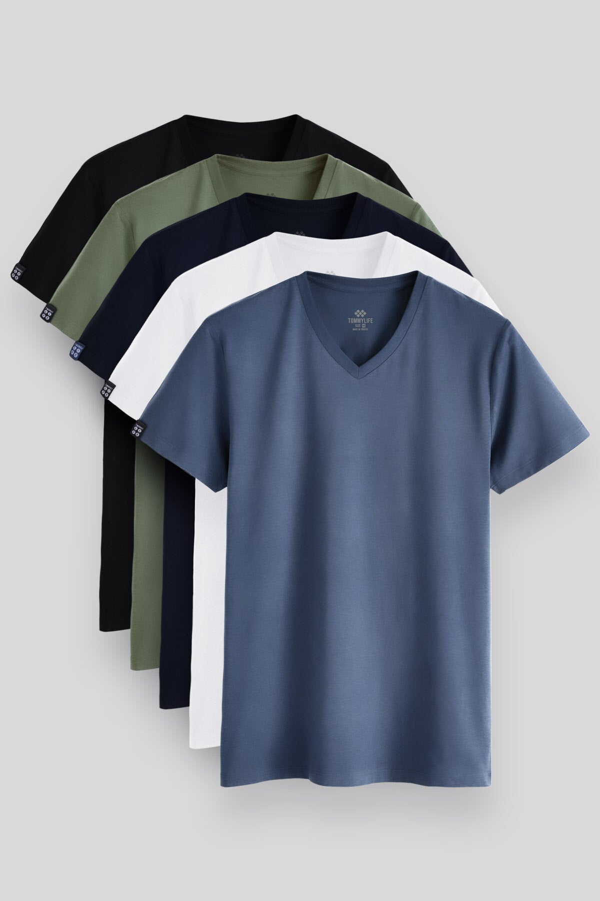 Image of Standart Fit Basic V Yaka 5'li Paket Erkek T-Shirt - 87912