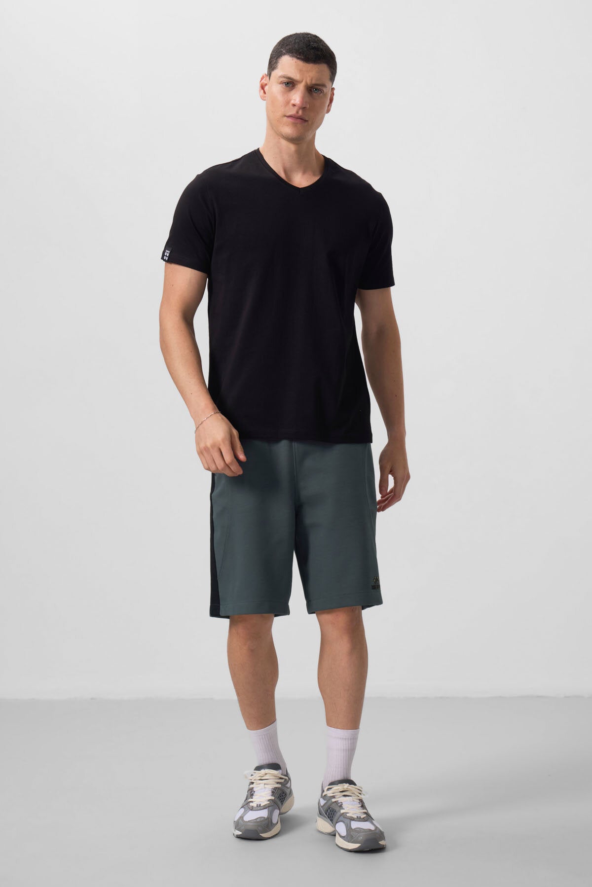 Image of Standart Fit Basic V Yaka 2'li Paket Siyah-Lacivert Erkek T-Shirt - 87912