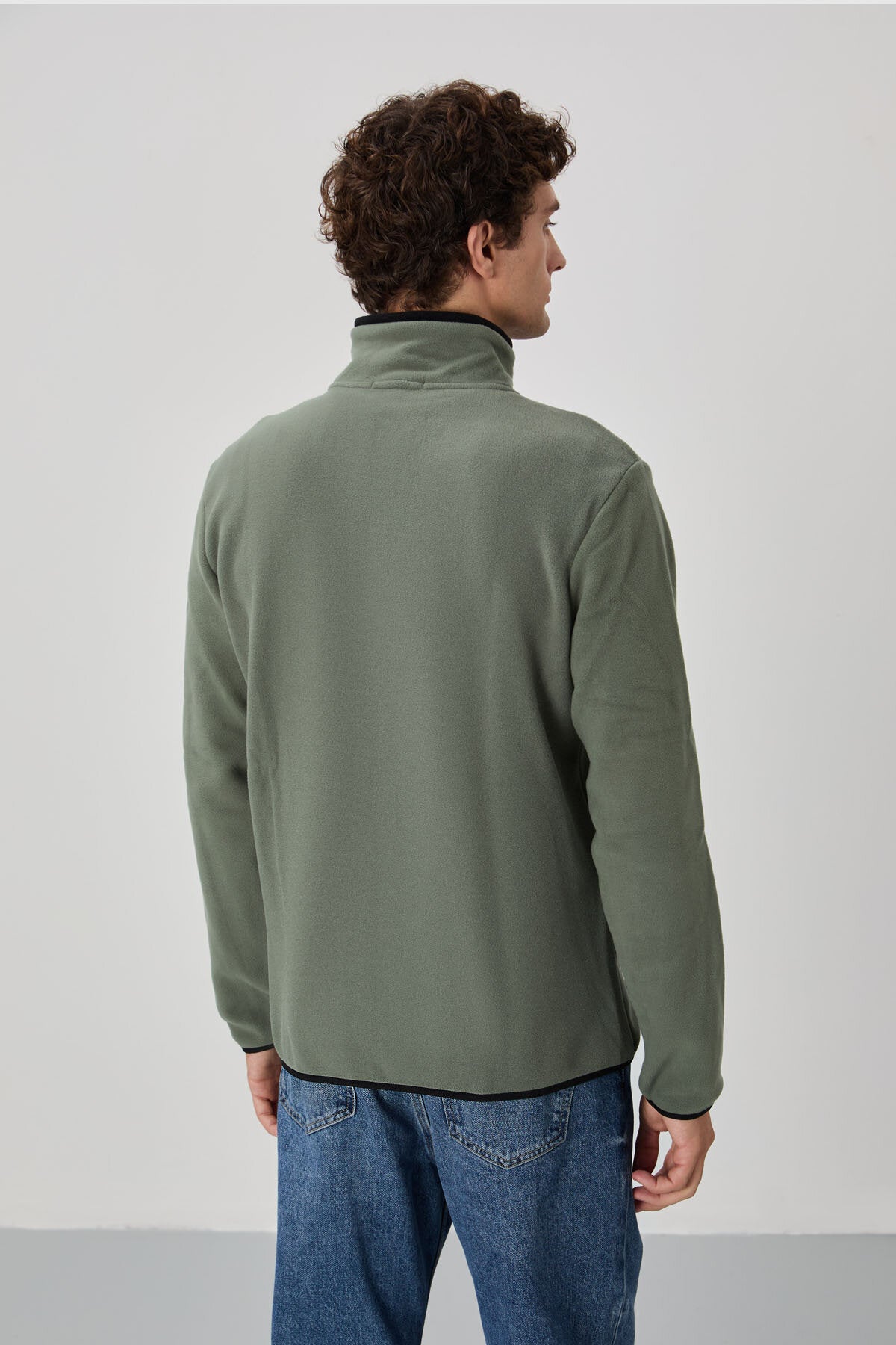 Image of Standart Kalıp Dik Yaka 2'li Paket Lacivert-Çağla Erkek Polar Sweatshirt - 87992