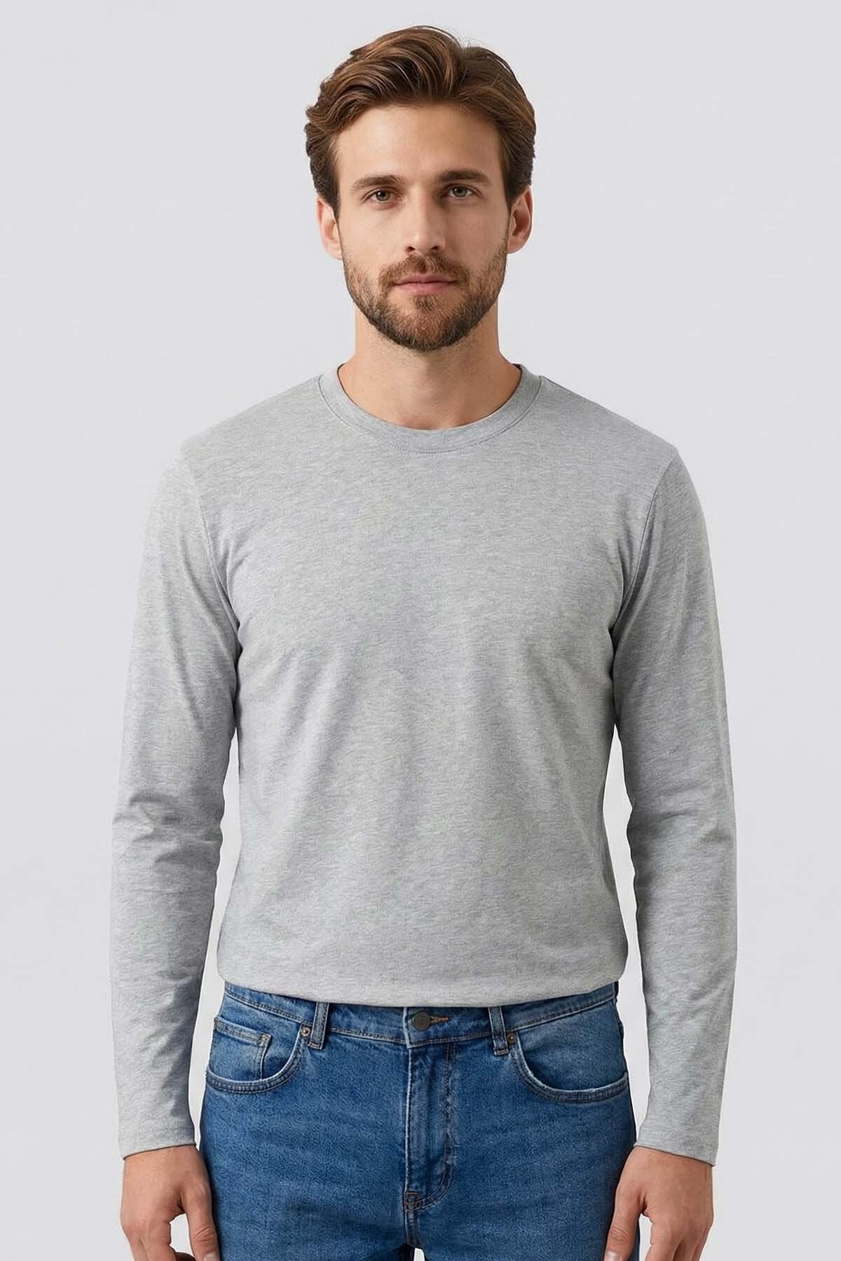 Image of Standart Fit Basic O Yaka  3'lü Paket Siyah-Beyaz-Gri Melanj Erkek T-Shirt -  87997