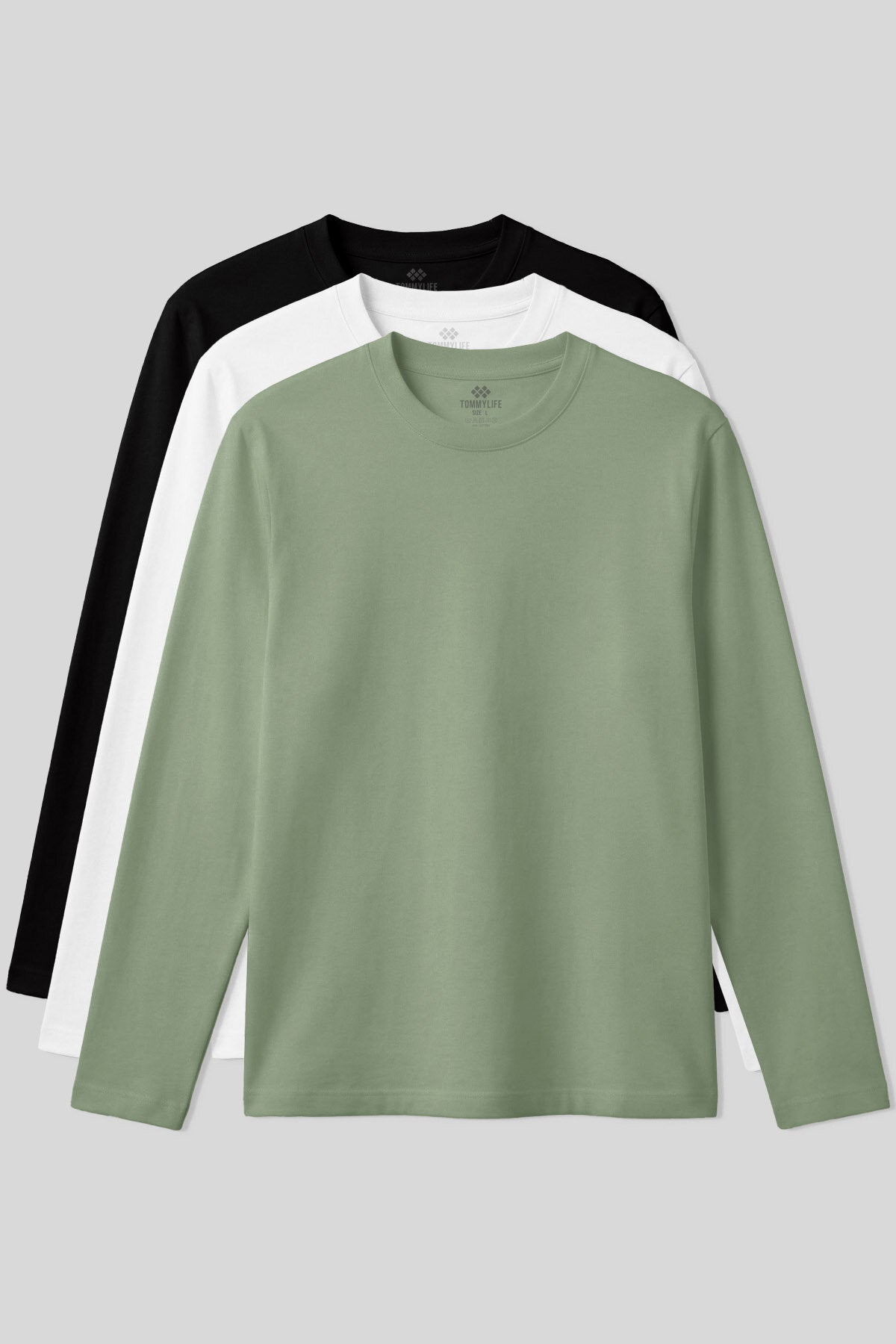 Image of Standart Fit Basic O Yaka  3'lü Paket Siyah-Beyaz-Kaktüs Erkek T-Shirt  87997