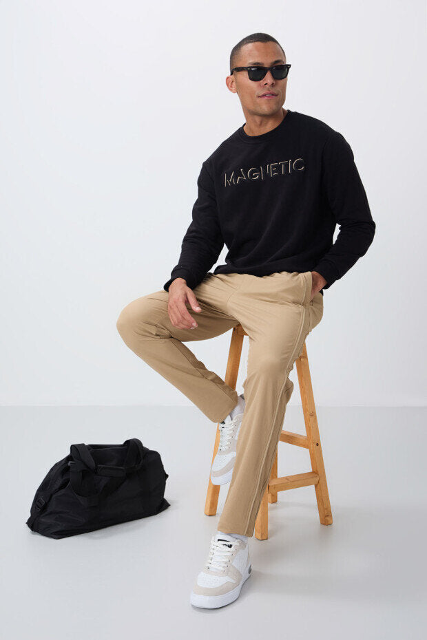 Image of Rahat Form O Yaka 2'li Paket Siyah-Gri Melanj Erkek Sweatshirt - 88020