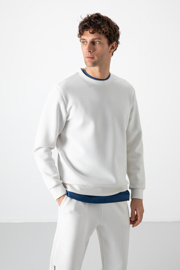 Image of Rahat Form Basic O Yaka 2'li Paket Siyah-Ekru Erkek Sweatshirt - 88053