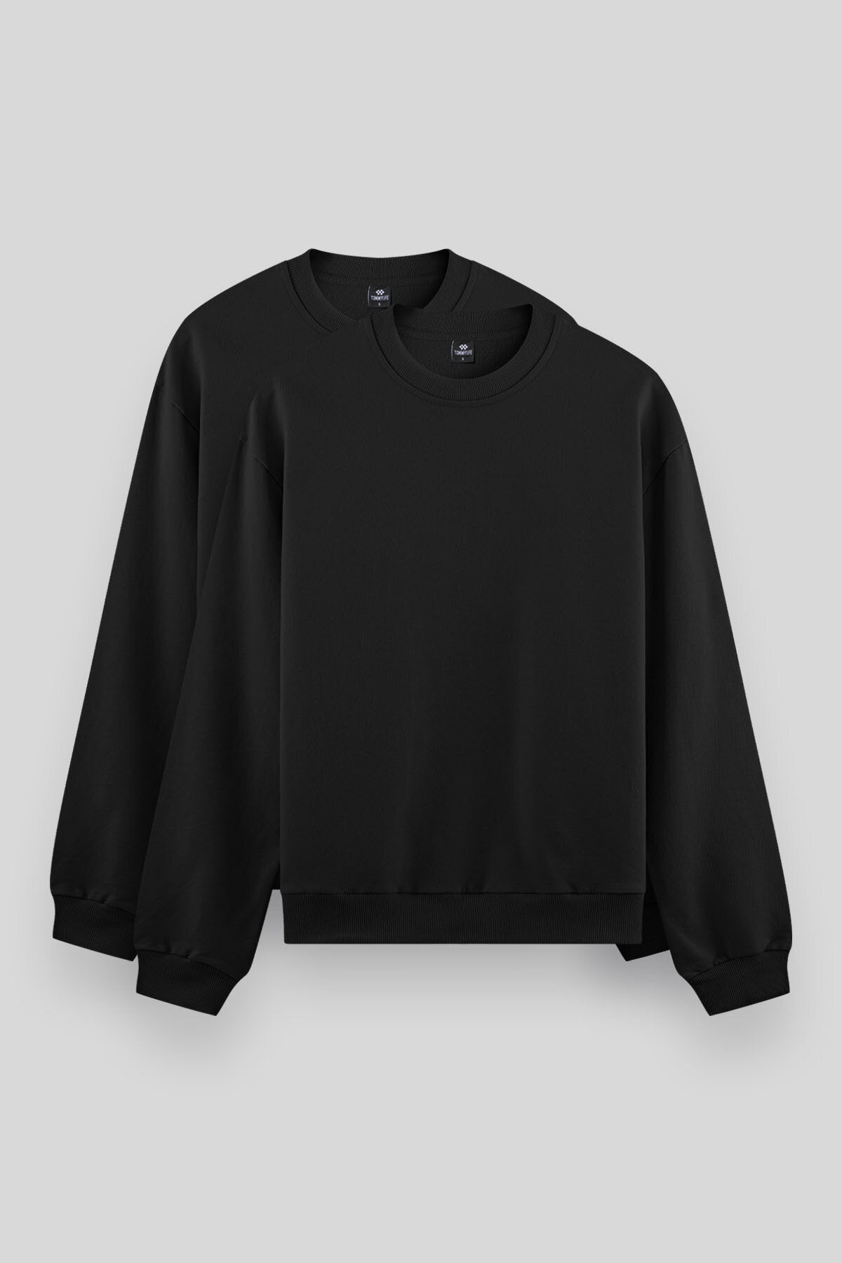 Image of Rahat Form Basic O Yaka 2'li Paket Siyah Erkek Sweatshirt - 88053