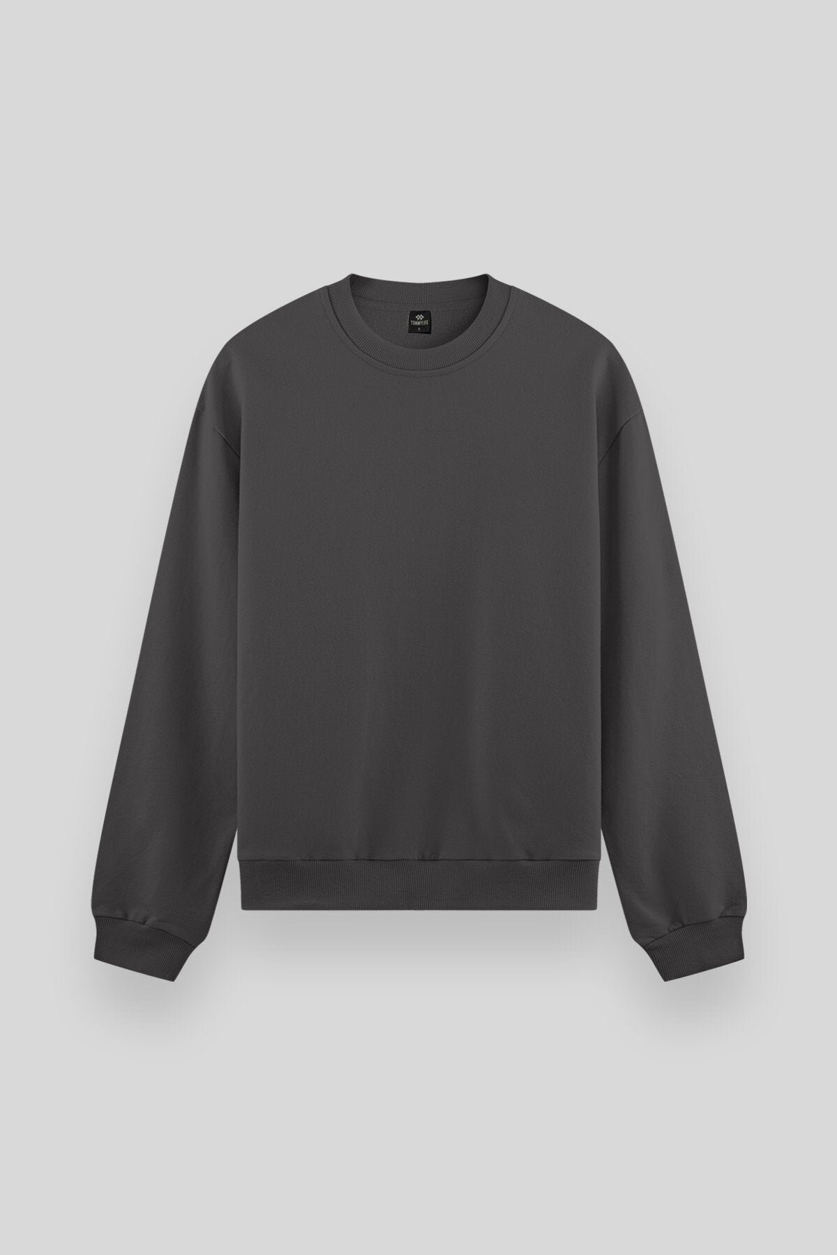 Image of Rahat Form Basic O Yaka 2'li Paket Koyu Gri-Taş Erkek Sweatshirt - 88053