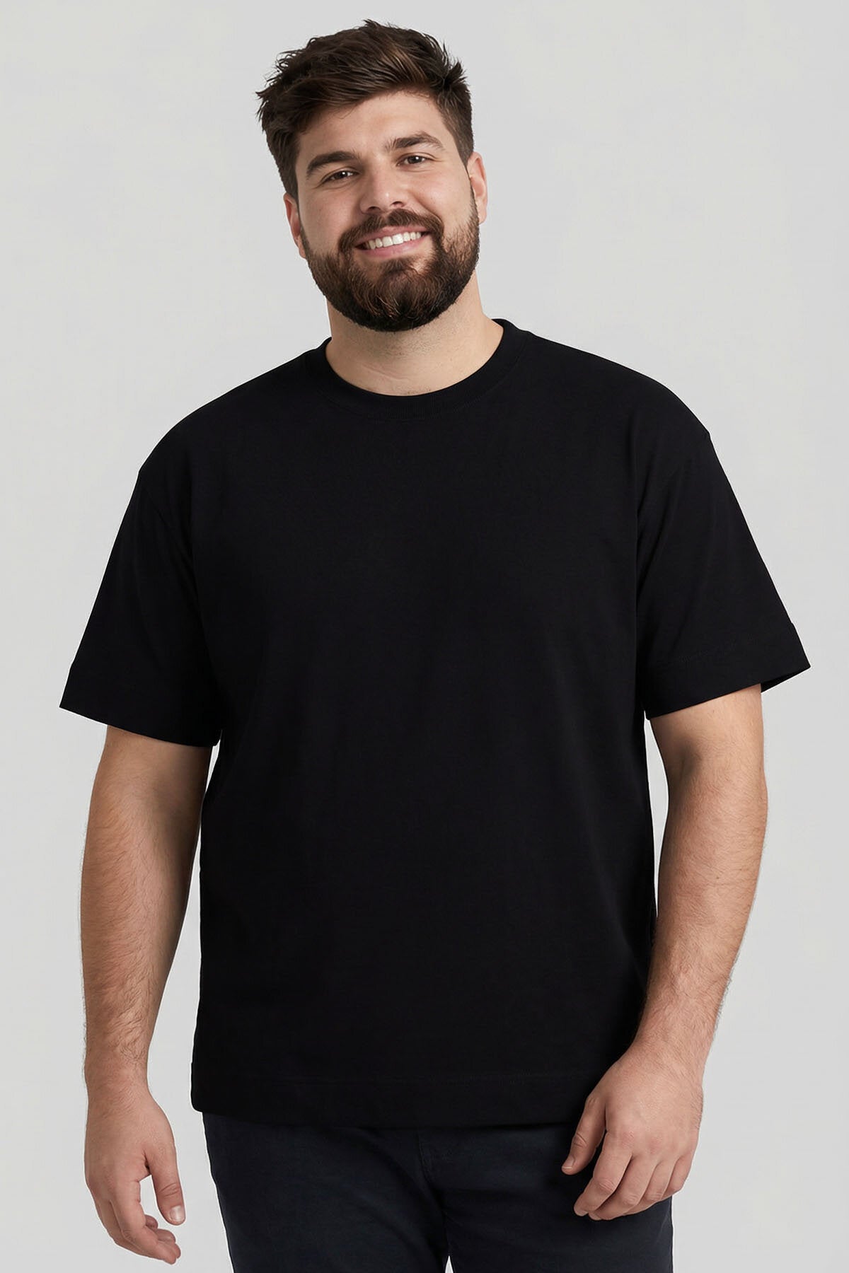 Image of Basic O Yaka Büyük Beden  3'lü Paket Siyah Erkek T-Shirt  88072