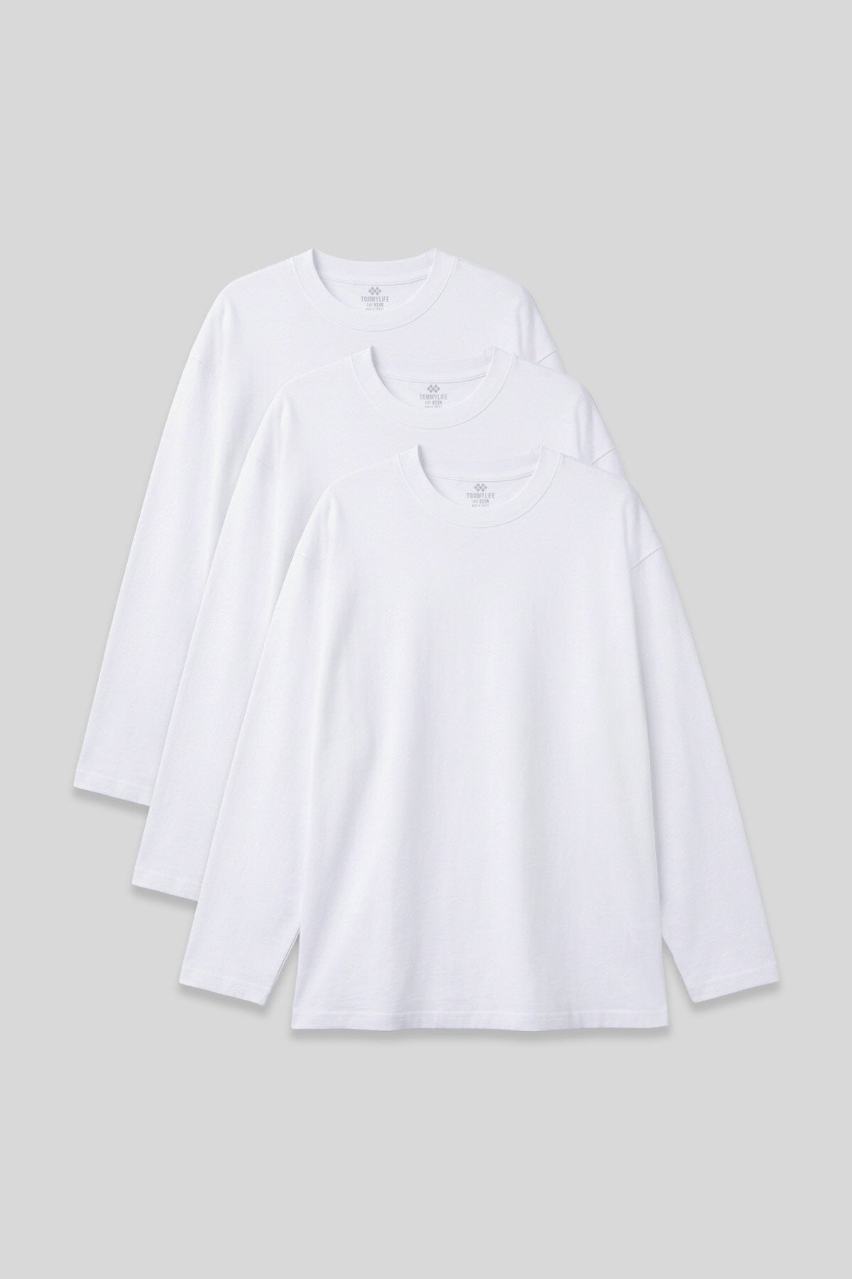Image of Basic O Yaka Büyük Beden 3'lü Paket Beyaz Erkek T-Shirt - 88107