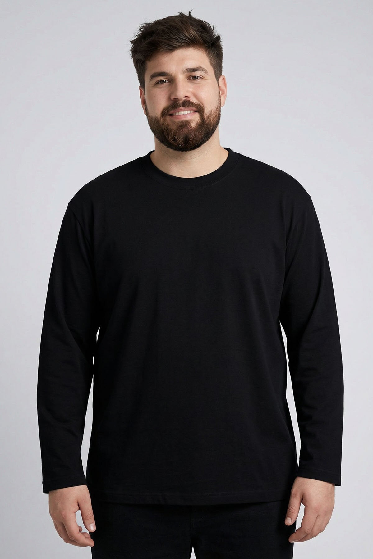 Image of Basic O Yaka Büyük Beden 3'lü Paket Siyah Erkek T-Shirt - 88107