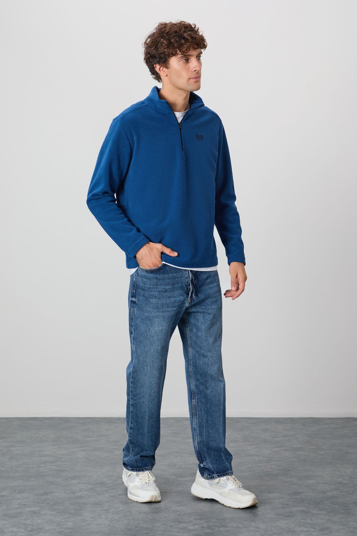 Image of Standart Kalıp Dik Yaka 2'li Paket Koyu Gri-Parlament Erkek Polar Sweatshirt - 88310
