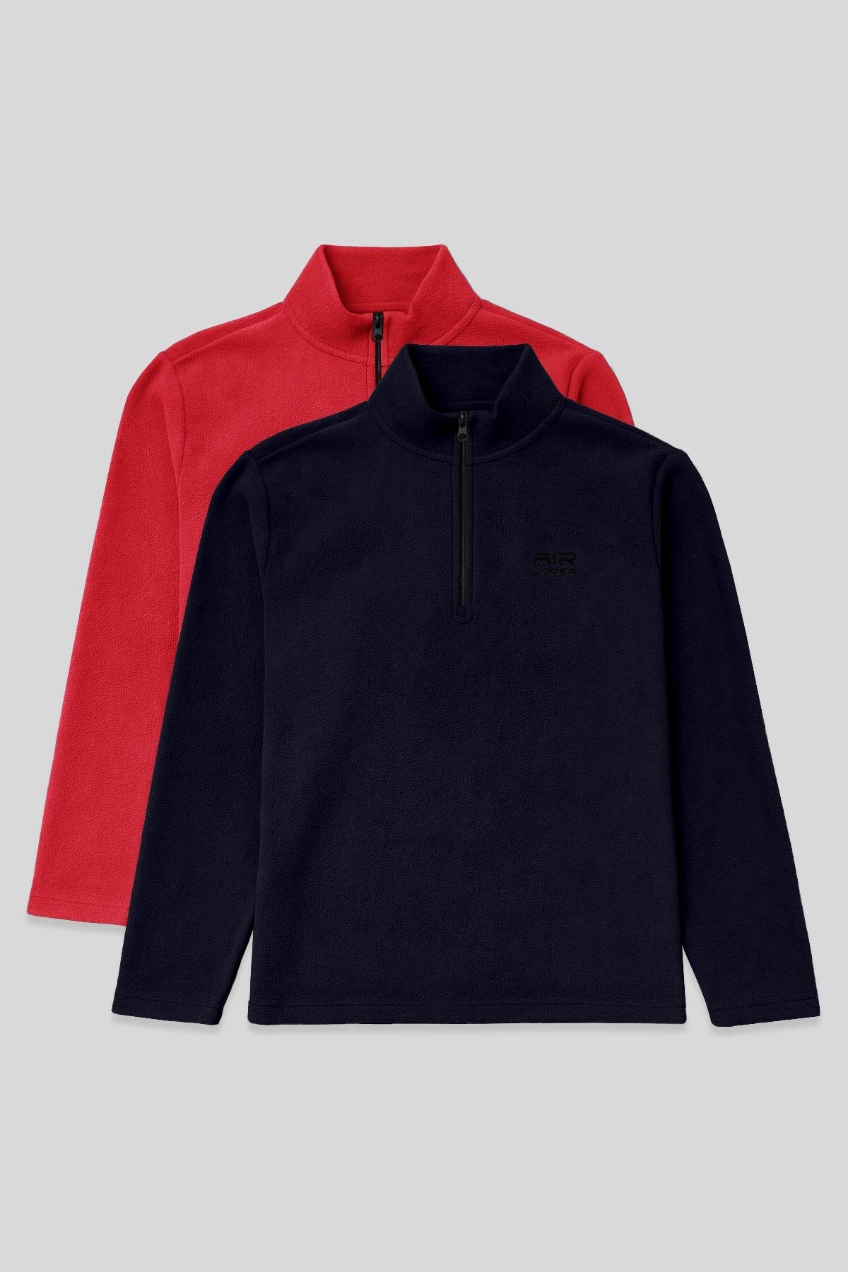 Image of Hanorac din fleece pentru bărbați Fiesta, bleumarin, cu croială standard și guler înalt, set de 2 bucăți - 88310