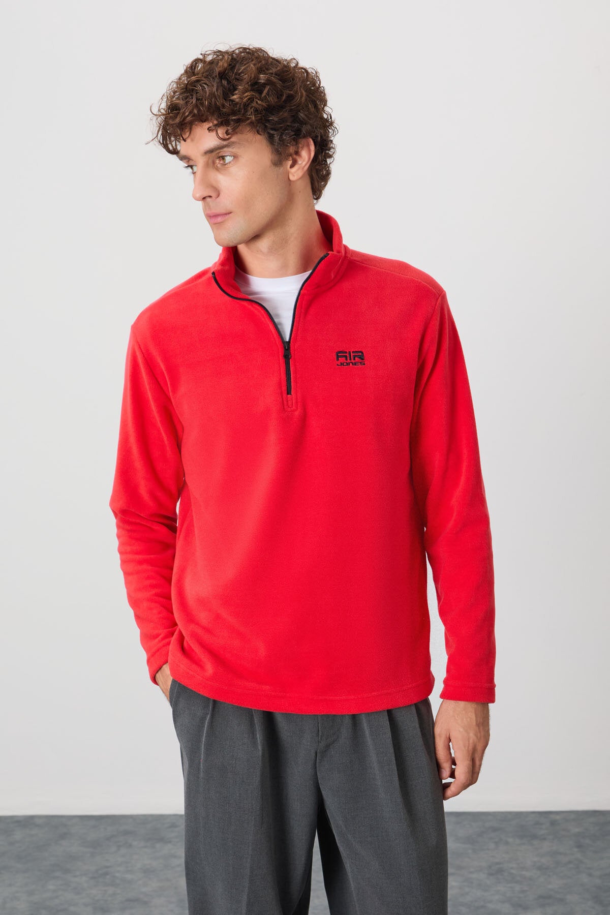 Image of Hanorac din fleece pentru bărbați Fiesta, bleumarin, cu croială standard și guler înalt, set de 2 bucăți - 88310