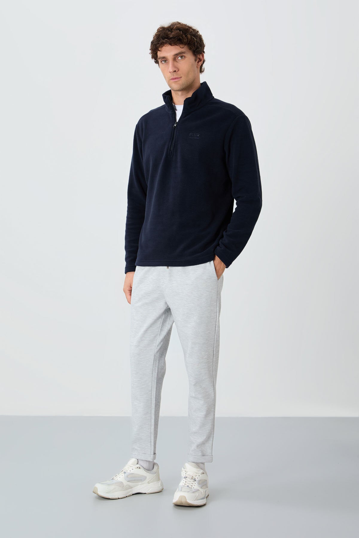 Image of Standart Kalıp Dik Yaka 2'li Paket Lacivert-Fiesta Erkek Polar Sweatshirt - 88310