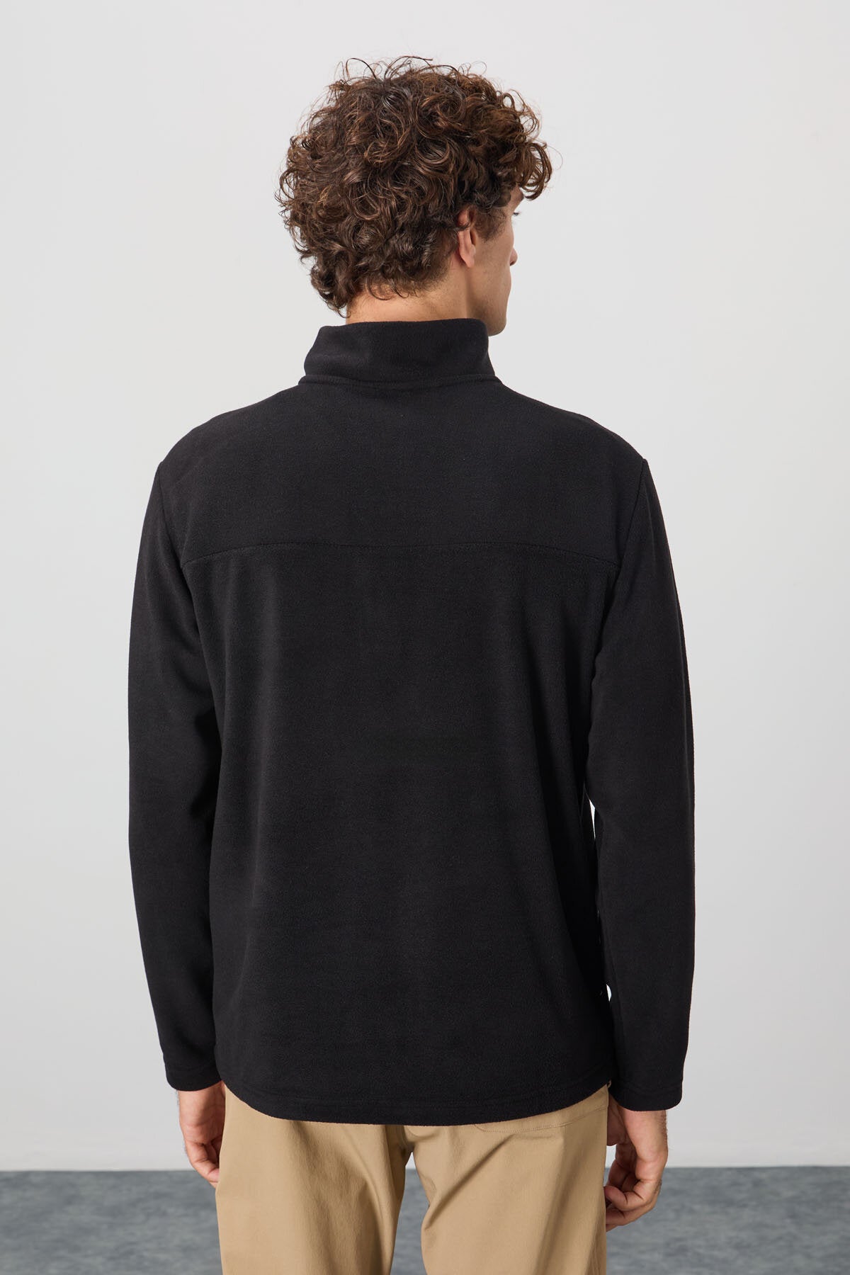 Image of Standart Kalıp Dik Yaka 2'li Paket Siyah-Çağla Erkek Polar Sweatshirt - 88310